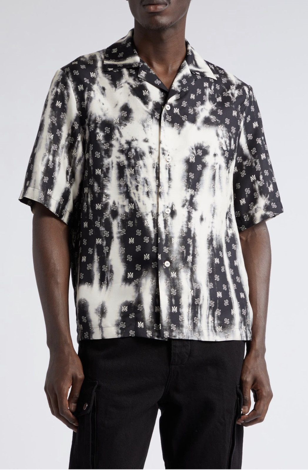 Amiri Amiri Bleach Tie Dye Bandana Logo Silk shirt | Grailed 