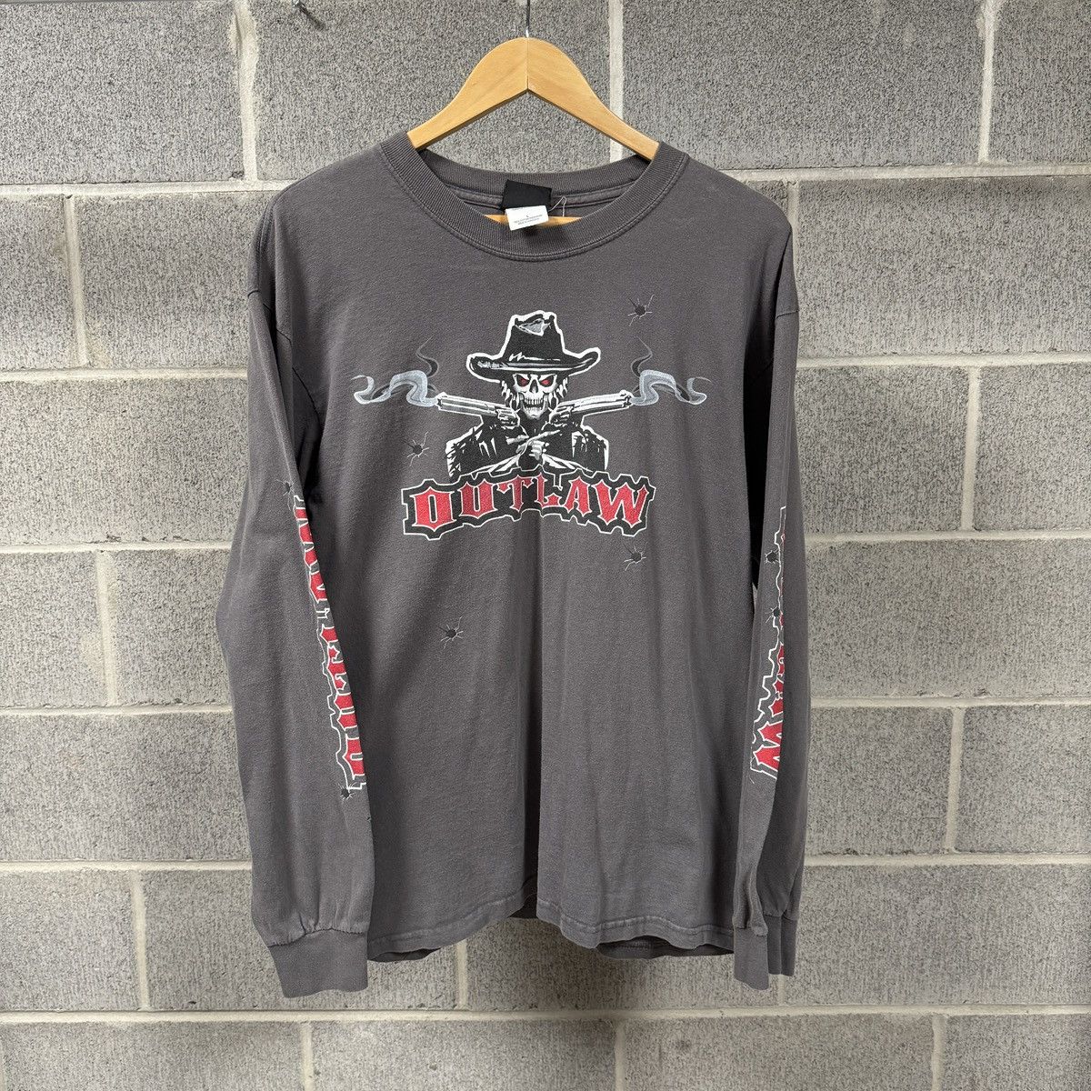 Vintage Faded Biker Smoke Gun Flame Longsleeve Shirt ERD Grunge WCC Size US L / EU 52-54 / 3 - 1 Thumbnail