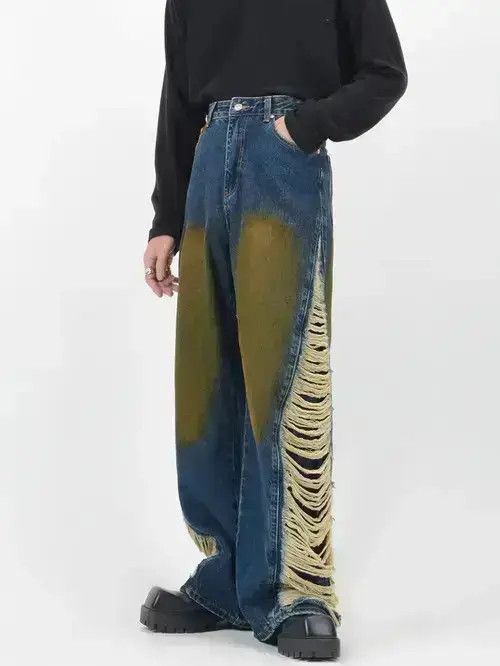 Japanese Brand Ripped Stacked Baggy Jeans Size US 32 / EU 48 - 6 Thumbnail