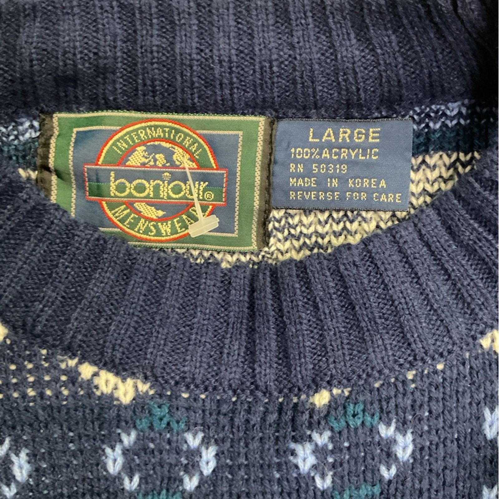 Vintage Bonjour International Menswear Knit Sweater Size US L / EU 52-54 / 3 - 3 Thumbnail
