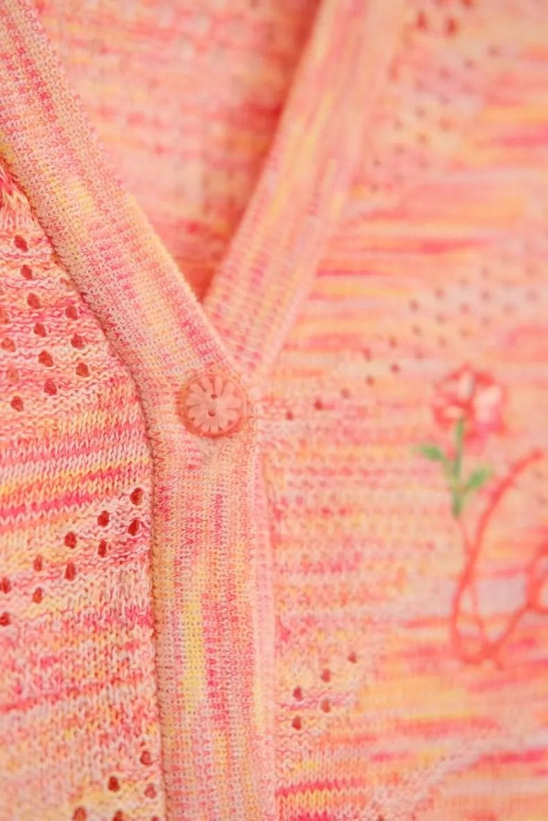 Kenzo KENZO Orange pink lace knit rose vest Size M / US 6-8 / IT 42-44 - 2 Thumbnail