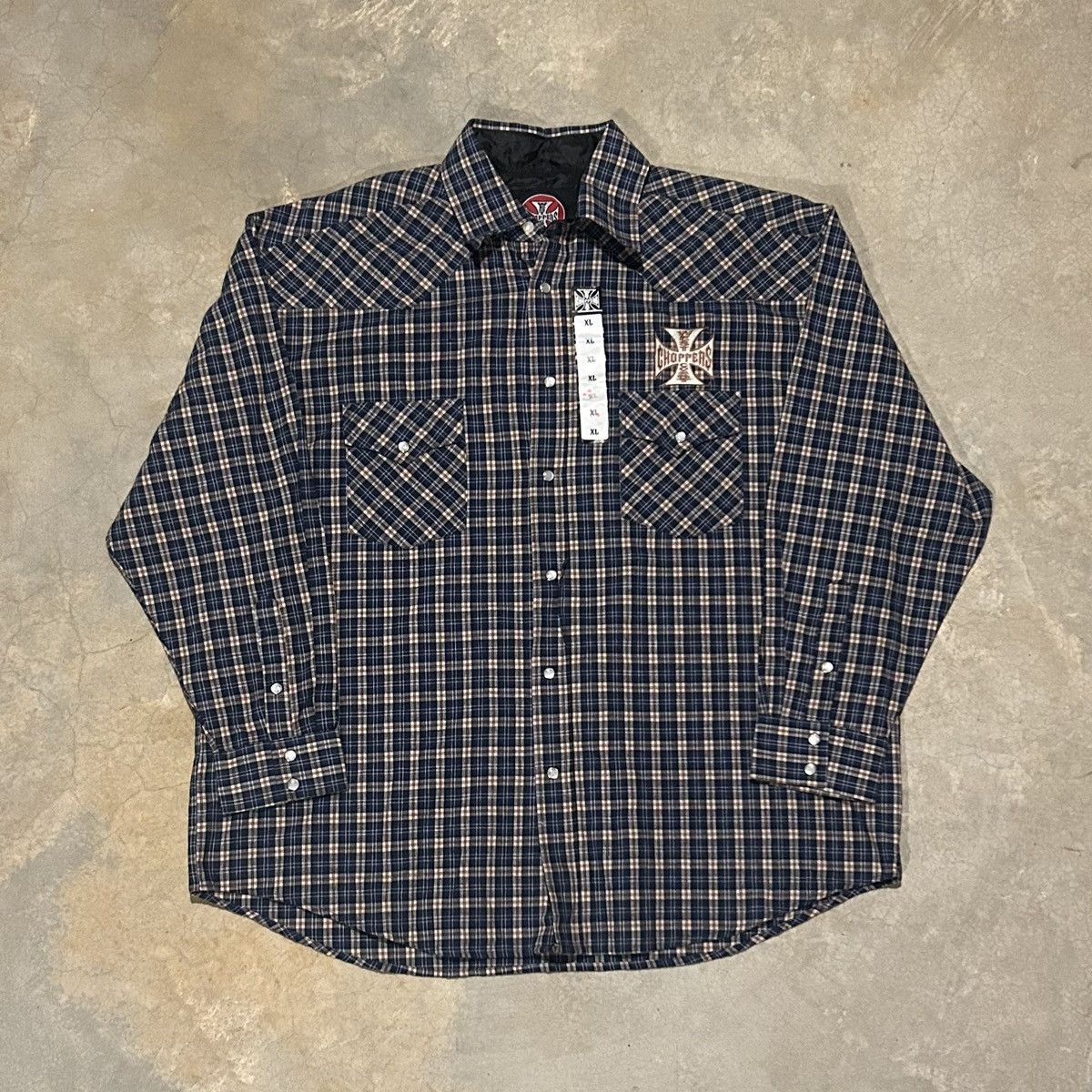 Harley Davidson × Vintage Crazy Vintage Y2K West Coast Choppers Pearl Snap Flannel NWT Size US XL / EU 56 / 4 - 1 Thumbnail
