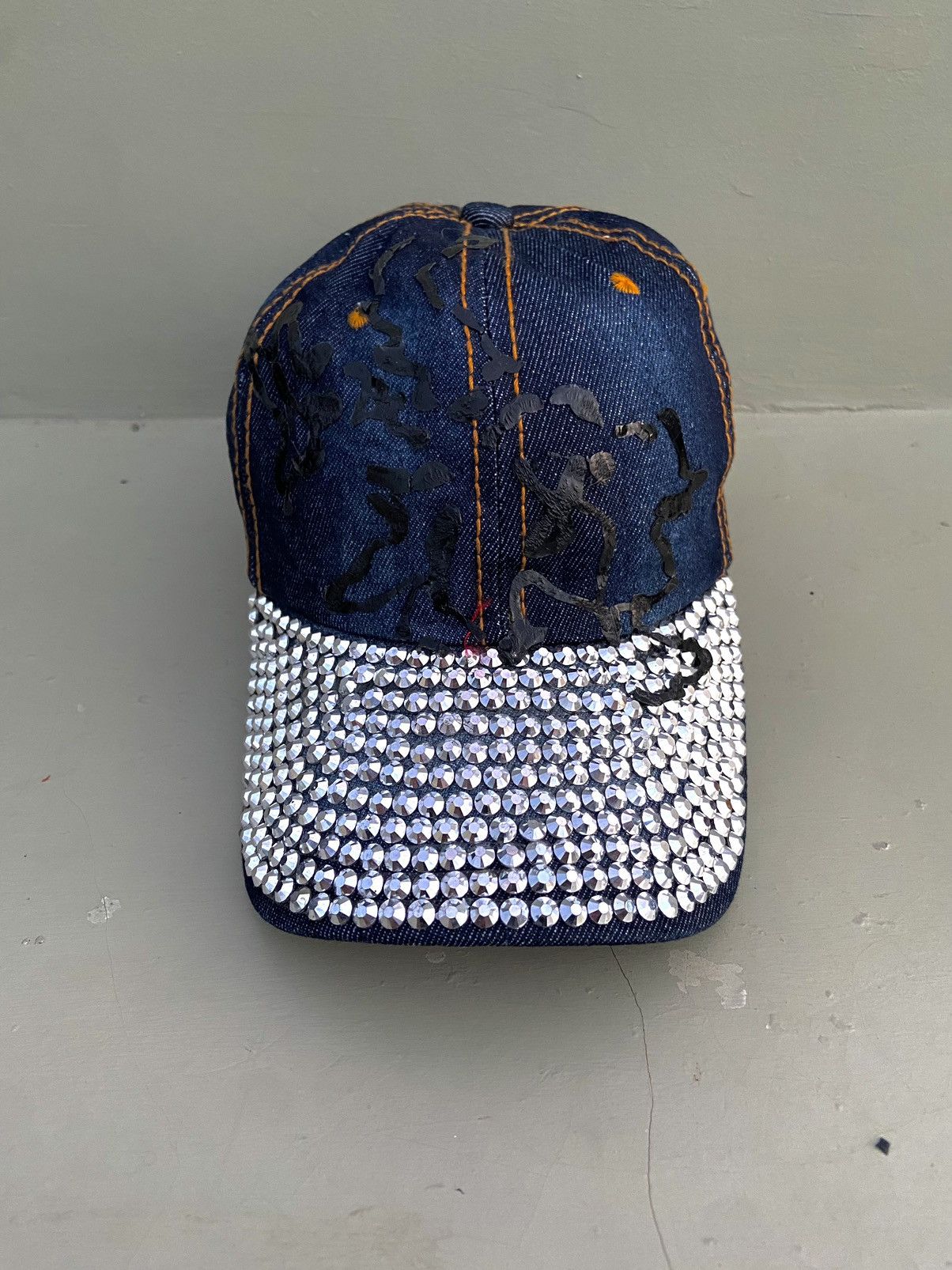 If Six Was Nine 2000s zircon studded denim washed cap Size ONE SIZE - 2 Thumbnail