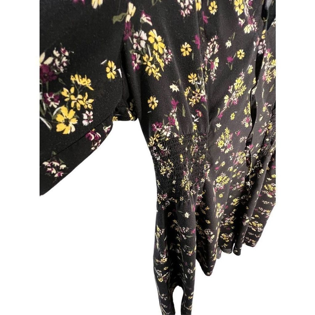 Torrid Torrid Black Knee Length Floral Pattern Long Sleeve Dress Size XXS / US 00 / IT 34 - 2 Thumbnail