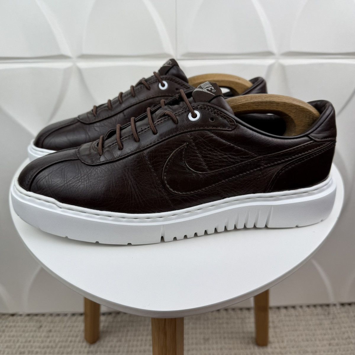 Nike Vintage Corteiz-Style Chocolate Leather Shoes in Brown, Men's (Size 9.5)