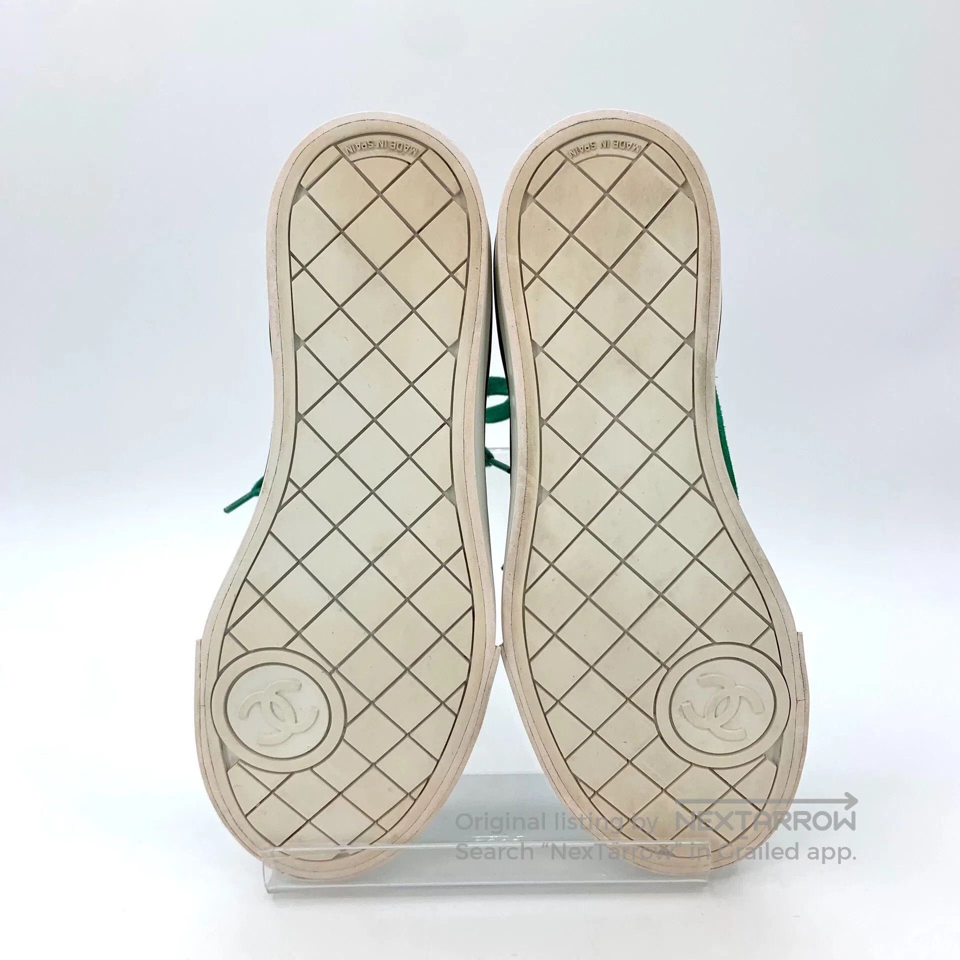 Chanel Chanel Green Canvas Lace-Up Sneakers. Size US 5 / EU 37 - 5 Thumbnail