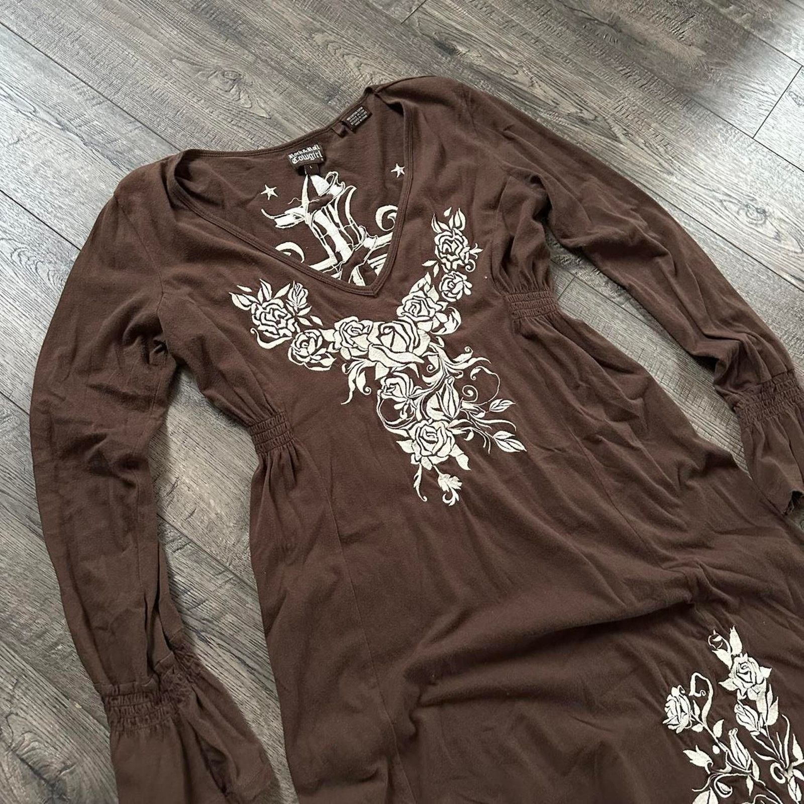 Vintage Vintage Y2K Cowgirl Tattoo Cross Longsleeve Shirt Dress Size L / US 10 / IT 46 - 3 Thumbnail