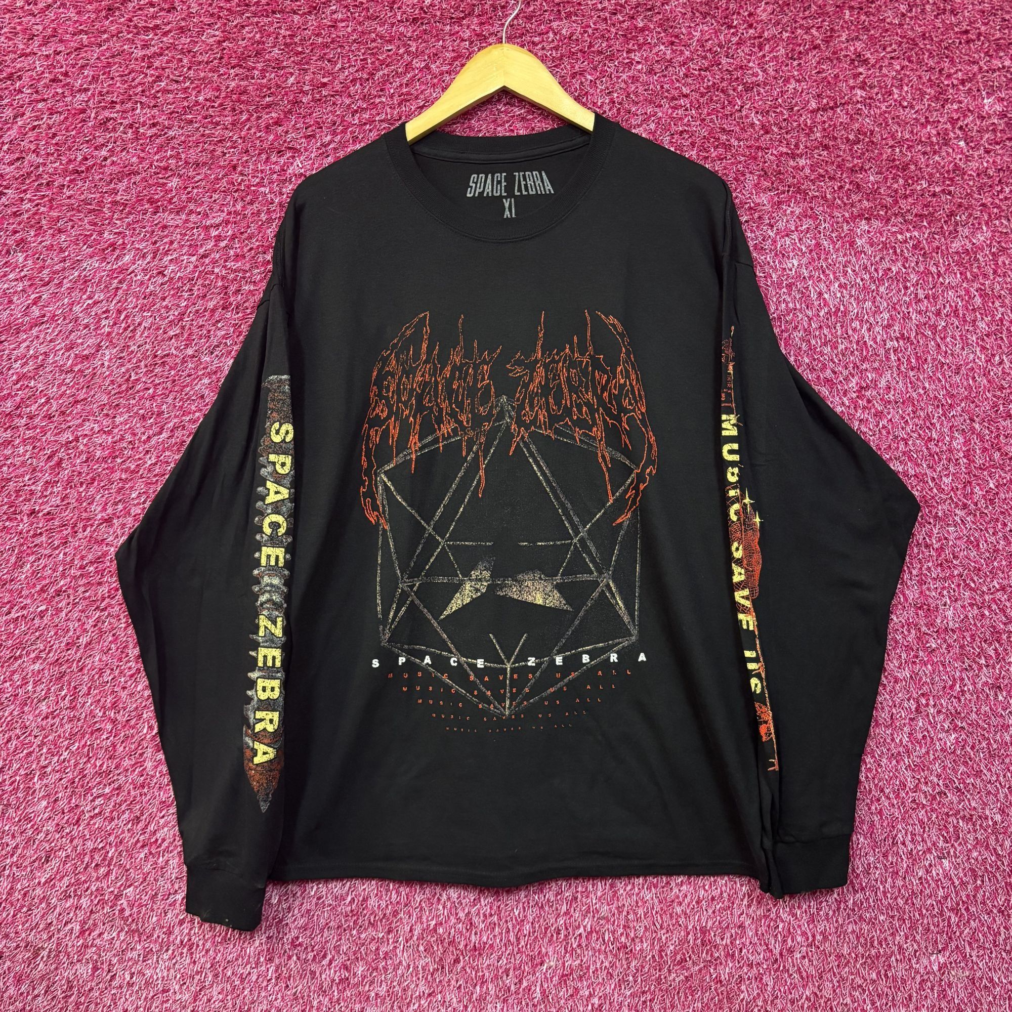 Band Tees Space Zebra Music Saves Us Long Sleeve black T-Shirt XL Size US XL / EU 56 / 4 - 1 Thumbnail