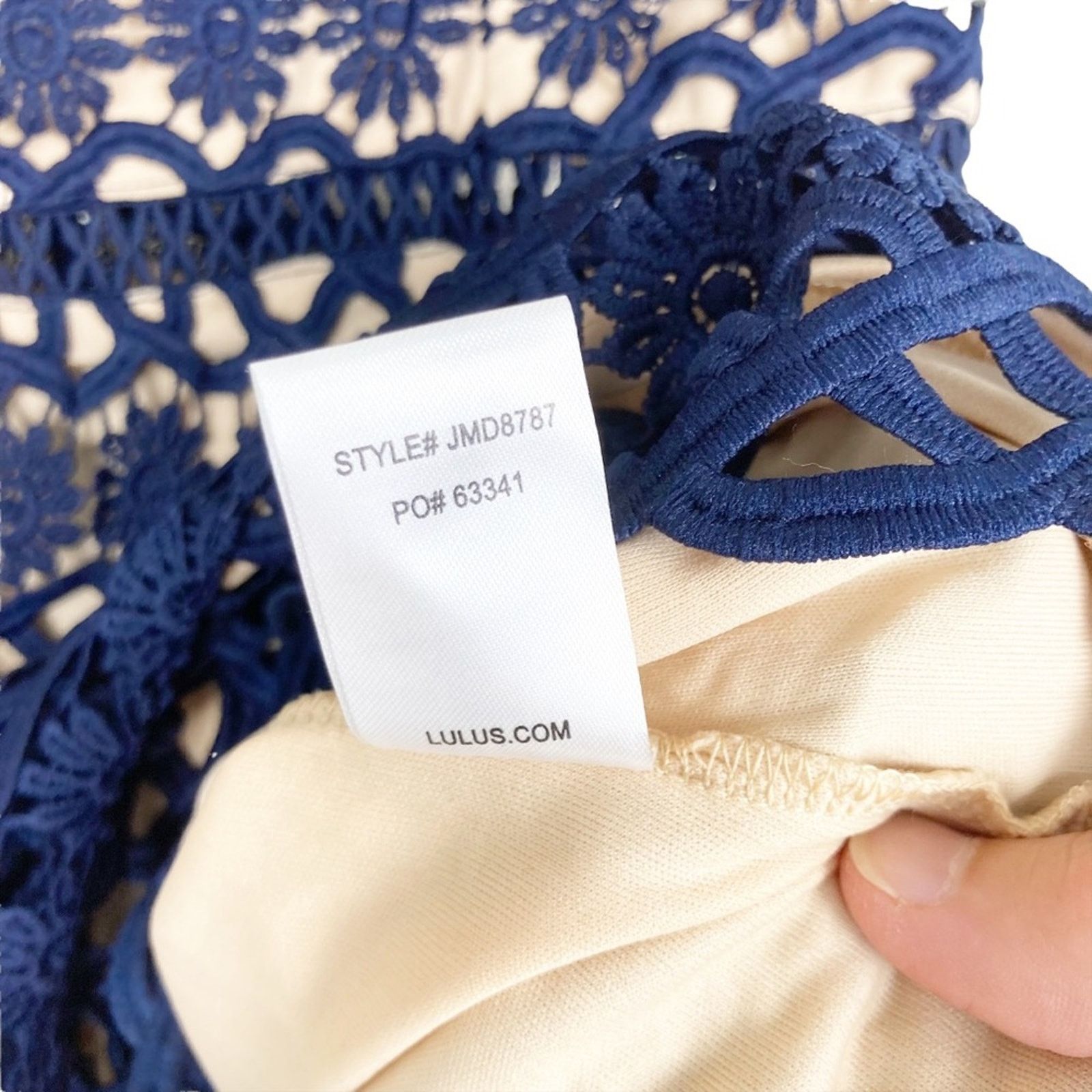 Other Lulu's Navy Blue Crochet Overlay Ruffle Hem Dress Sz S Size S / US 4 / IT 40 - 8 Thumbnail