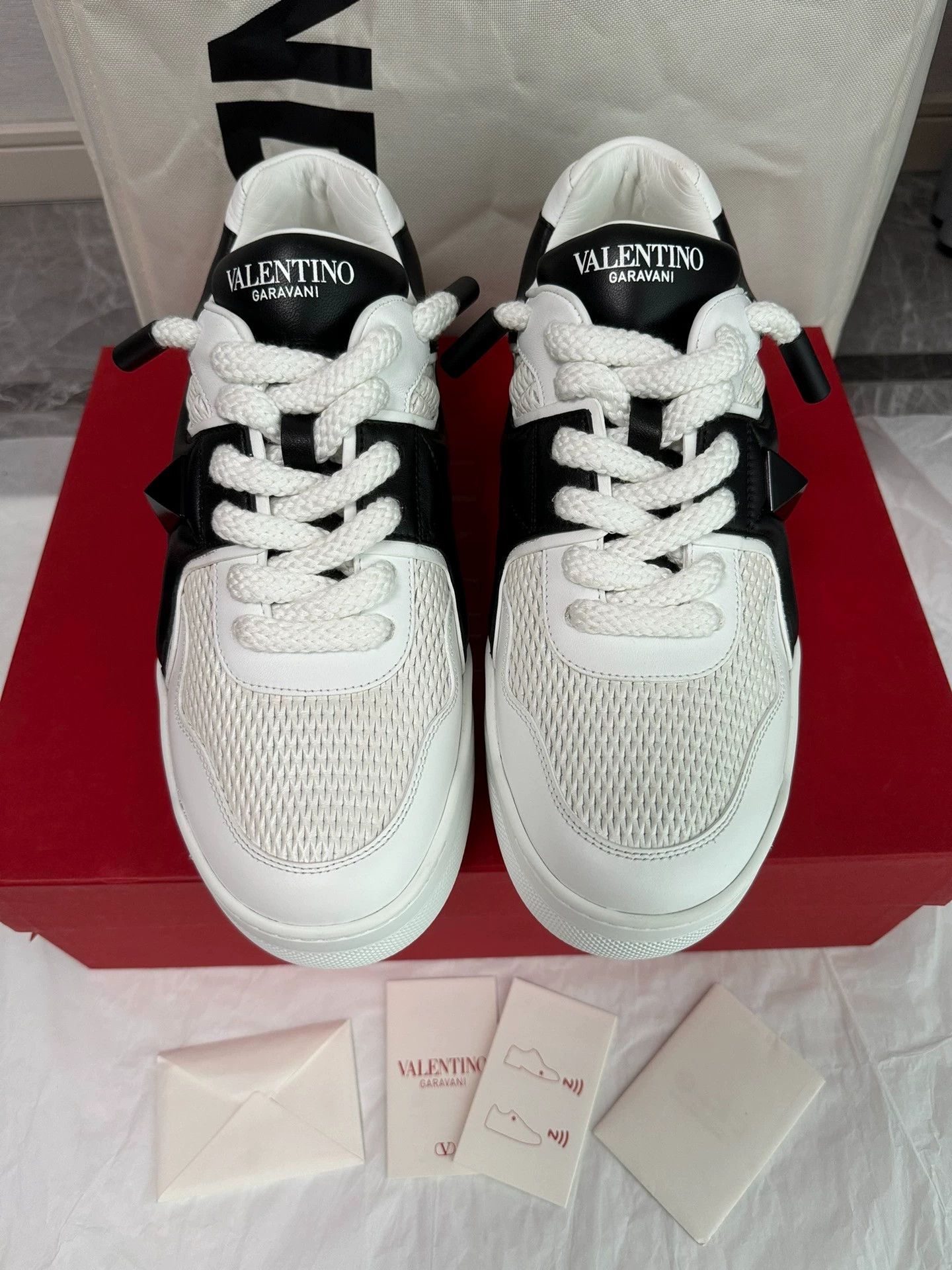Valentino Valentino One Stud XL leather sneaker men's black/white 42 Size US 9 / EU 42 - 3 Thumbnail