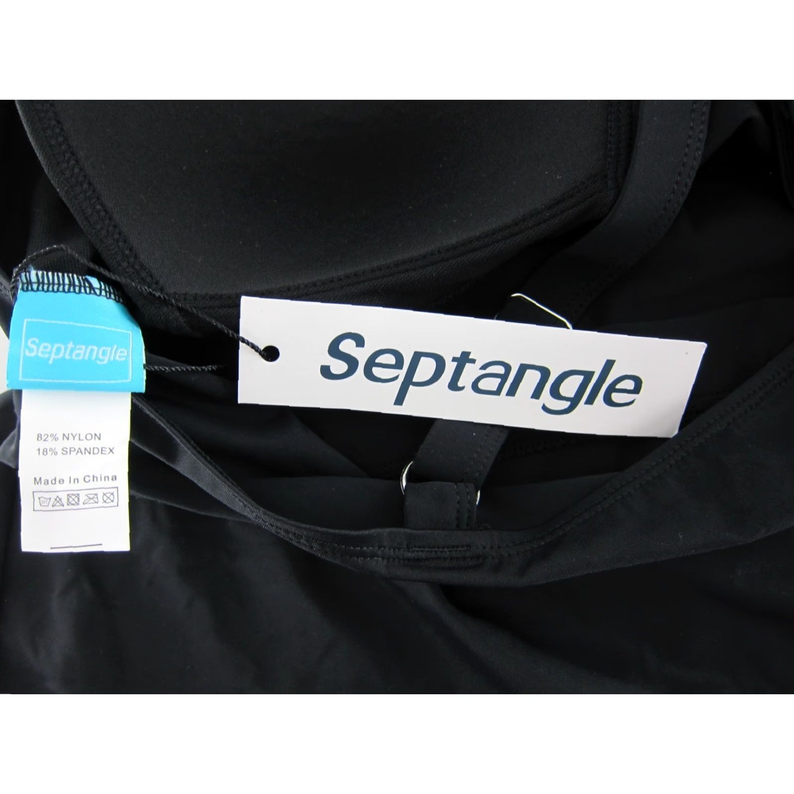 Vintage NWT Septangle Classic Black High Neck Tankini Swim Top Women 16 Size XXL / US 16-18 / IT 52-54 - 3 Thumbnail