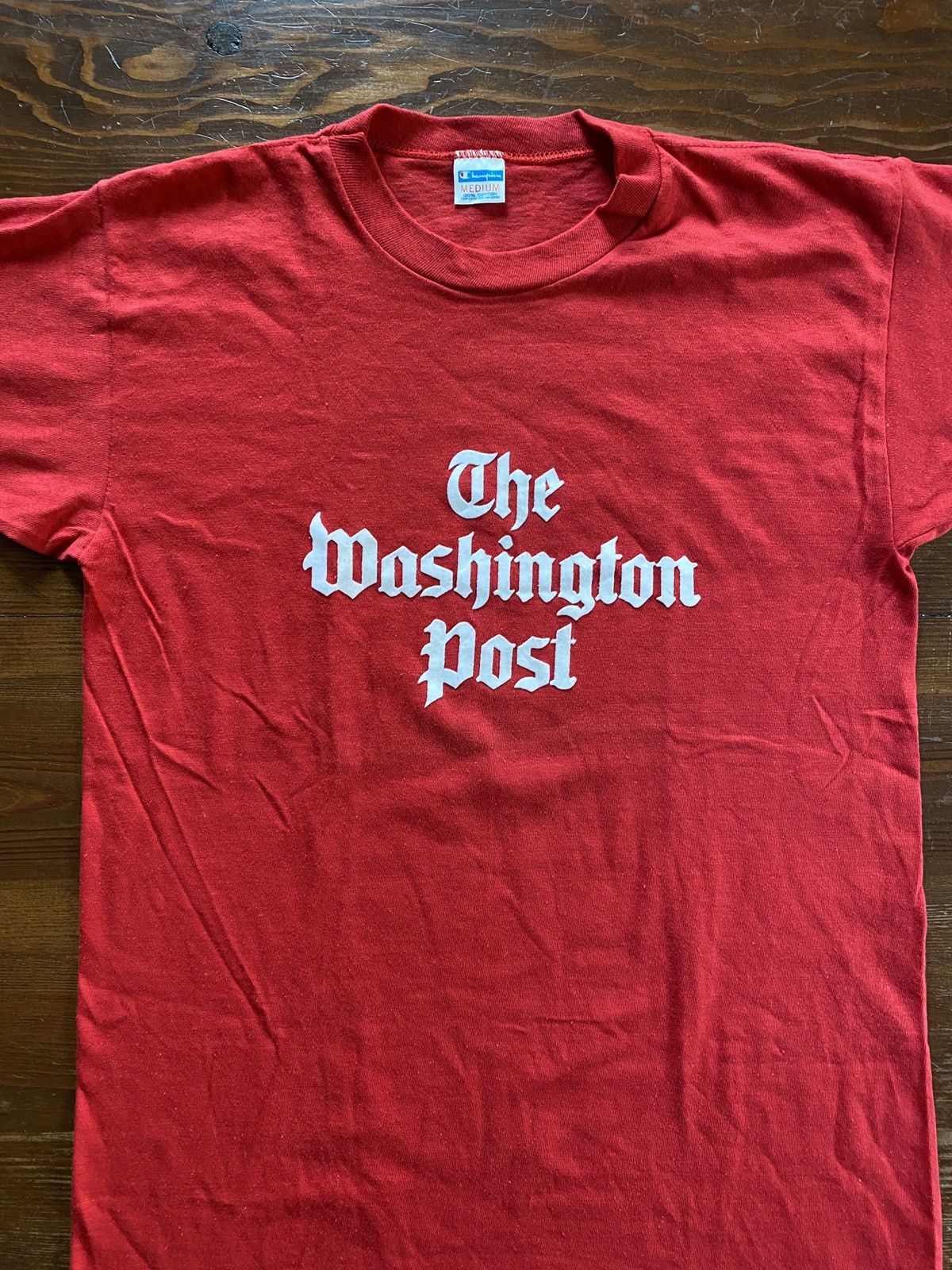 Champion × Vintage Vintage 70’s Washington Post Champion Red Single Stitch Tee Size US S / EU 44-46 / 1 - 1 Thumbnail