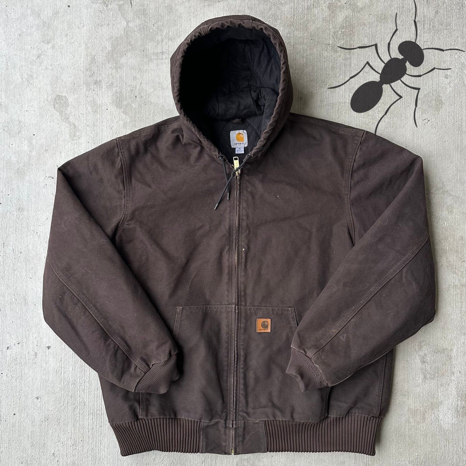 Carhartt × Vintage Carhartt J130 DKB brown hooded XL work wear jacket Size US S / EU 44-46 / 1 - 1 Thumbnail