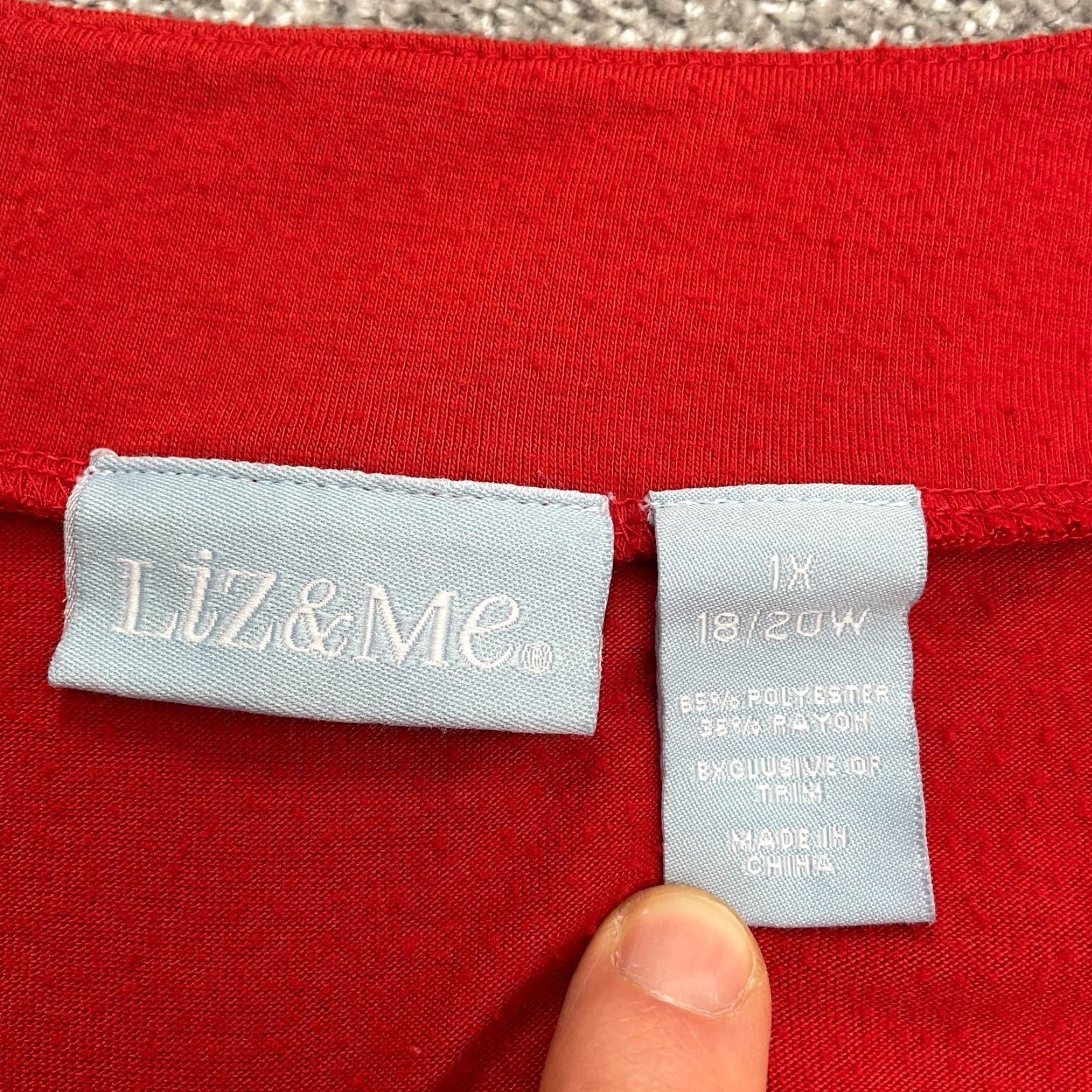 Vintage Liz & Me Blouse Womens 1X Plus Red Solid Short Sleeve Round Neck Casual Designer Classic Size XL / US 12-14 / IT 48-50 - 4 Thumbnail