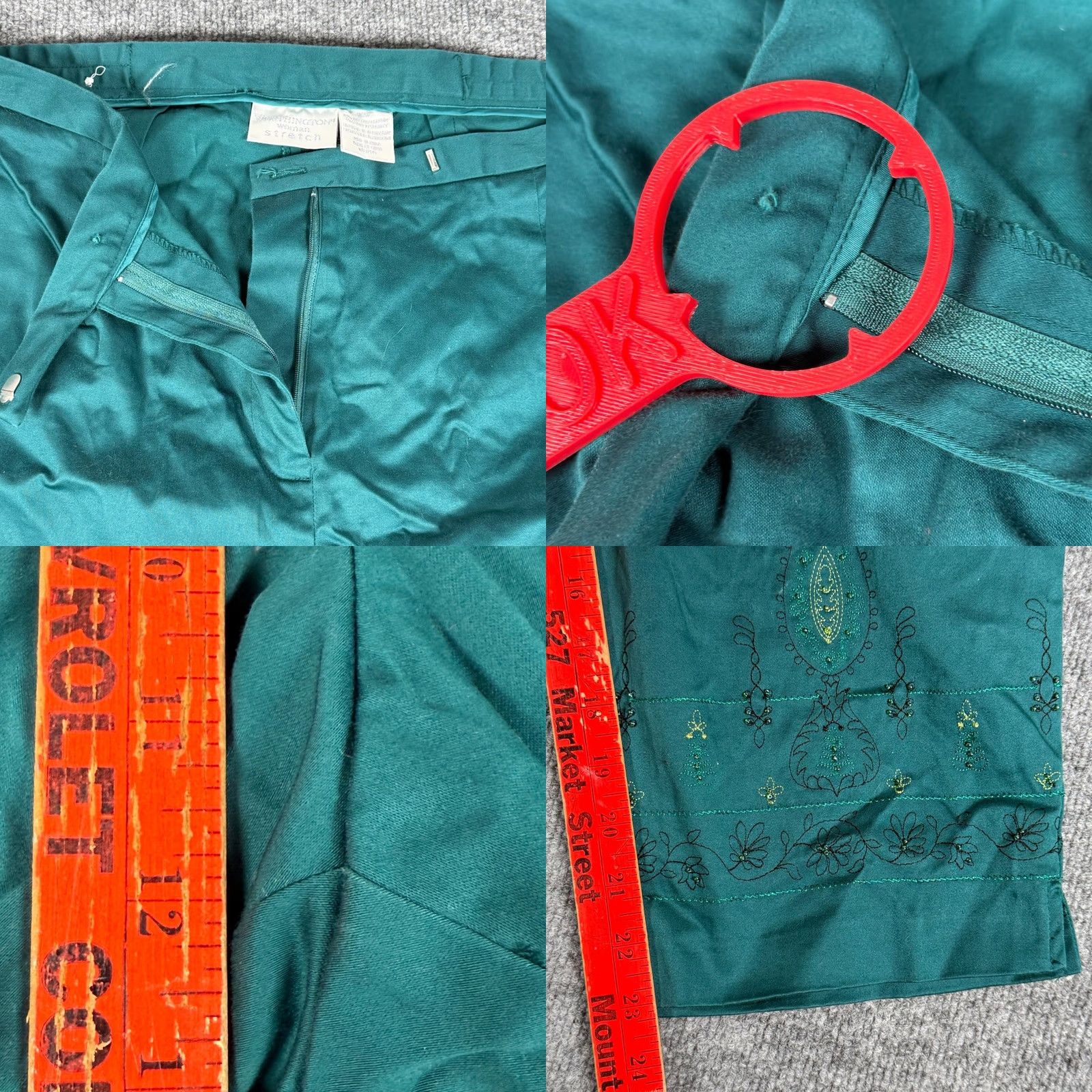 Worthington Worthington Capris Pants Teal Embroidered Beaded Paisley Stretch 16W Womens Pull On Cropped Casual Size 38" / US 16 / IT 52 - 8 Thumbnail