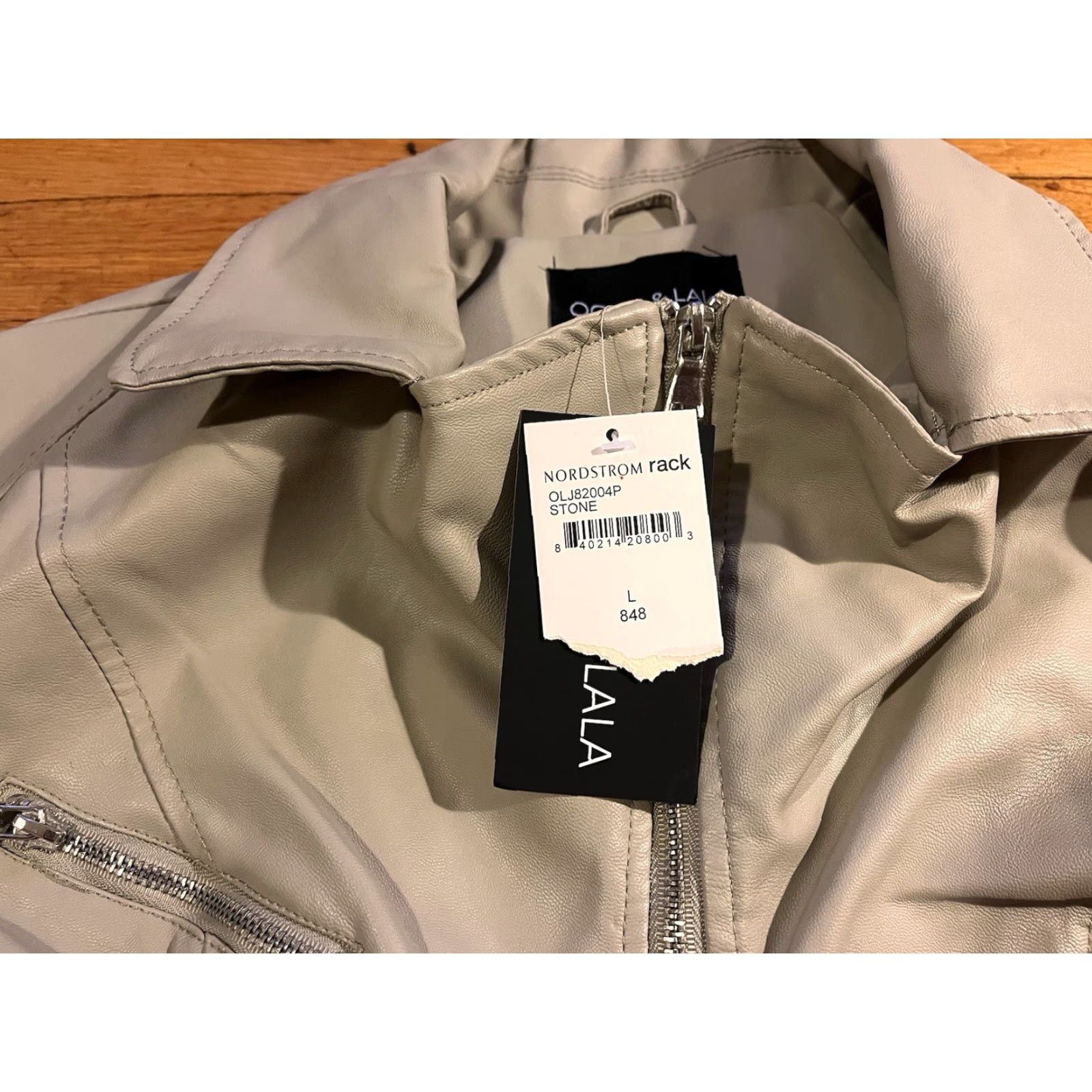 Vintage Ookie And Lala Moto Jacket Women’s Large Beige Faux Leather Size L / US 10 / IT 46 - 3 Thumbnail