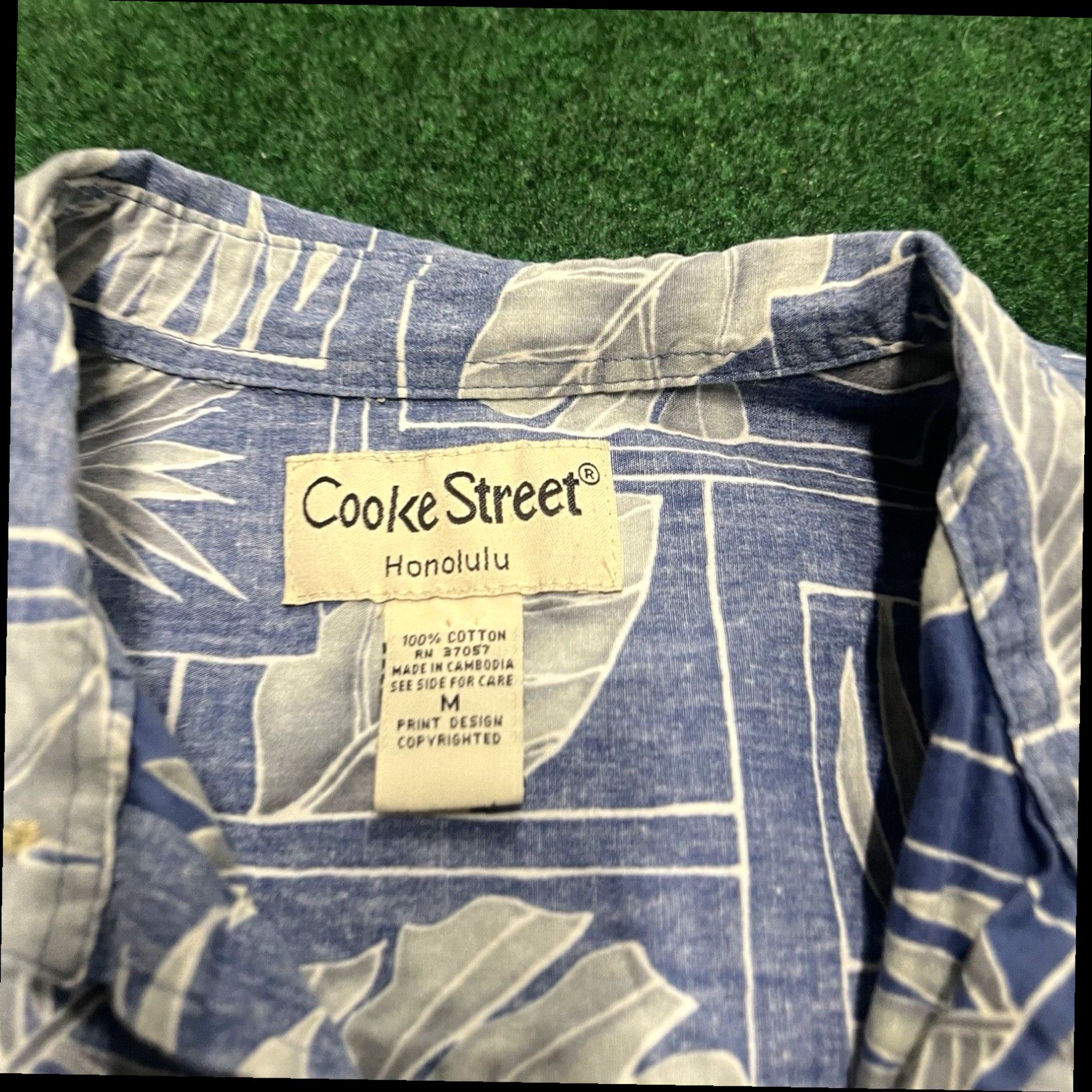 Vintage COOKE STREET Men's Size M Print Blue Hawaiian Shirt Cotton Summer Beach Palms Size US M / EU 48-50 / 2 - 3 Thumbnail