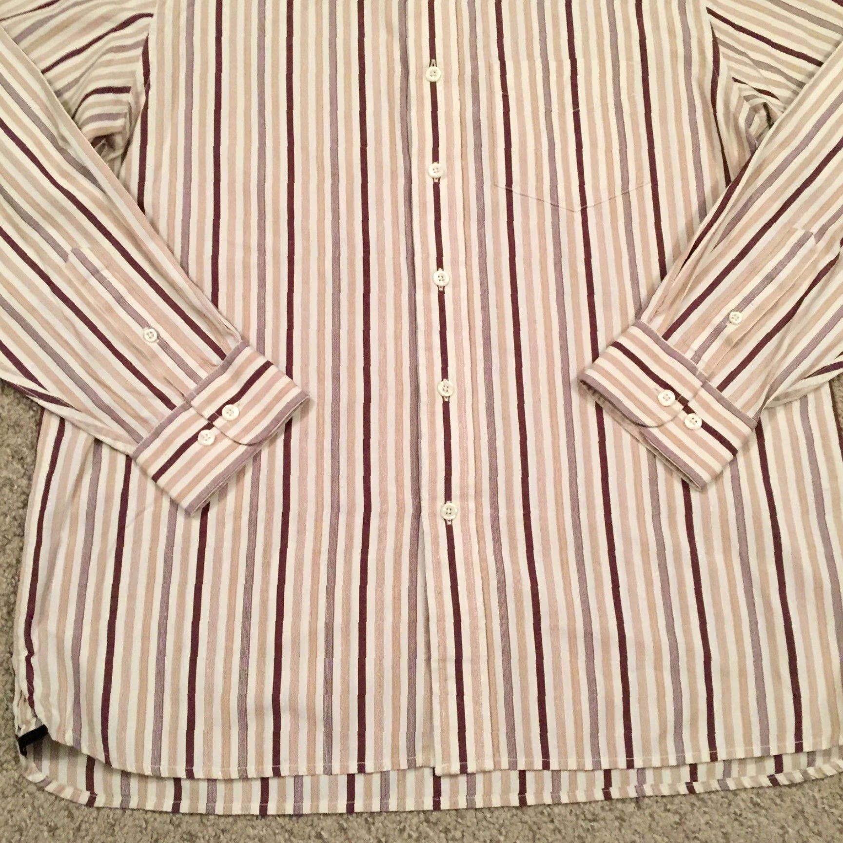 Gap Gap Shirt Button-Up Mens Medium Brown Striped Long Sleeve Collared Cotton Shirt Size US M / EU 48-50 / 2 - 4 Thumbnail