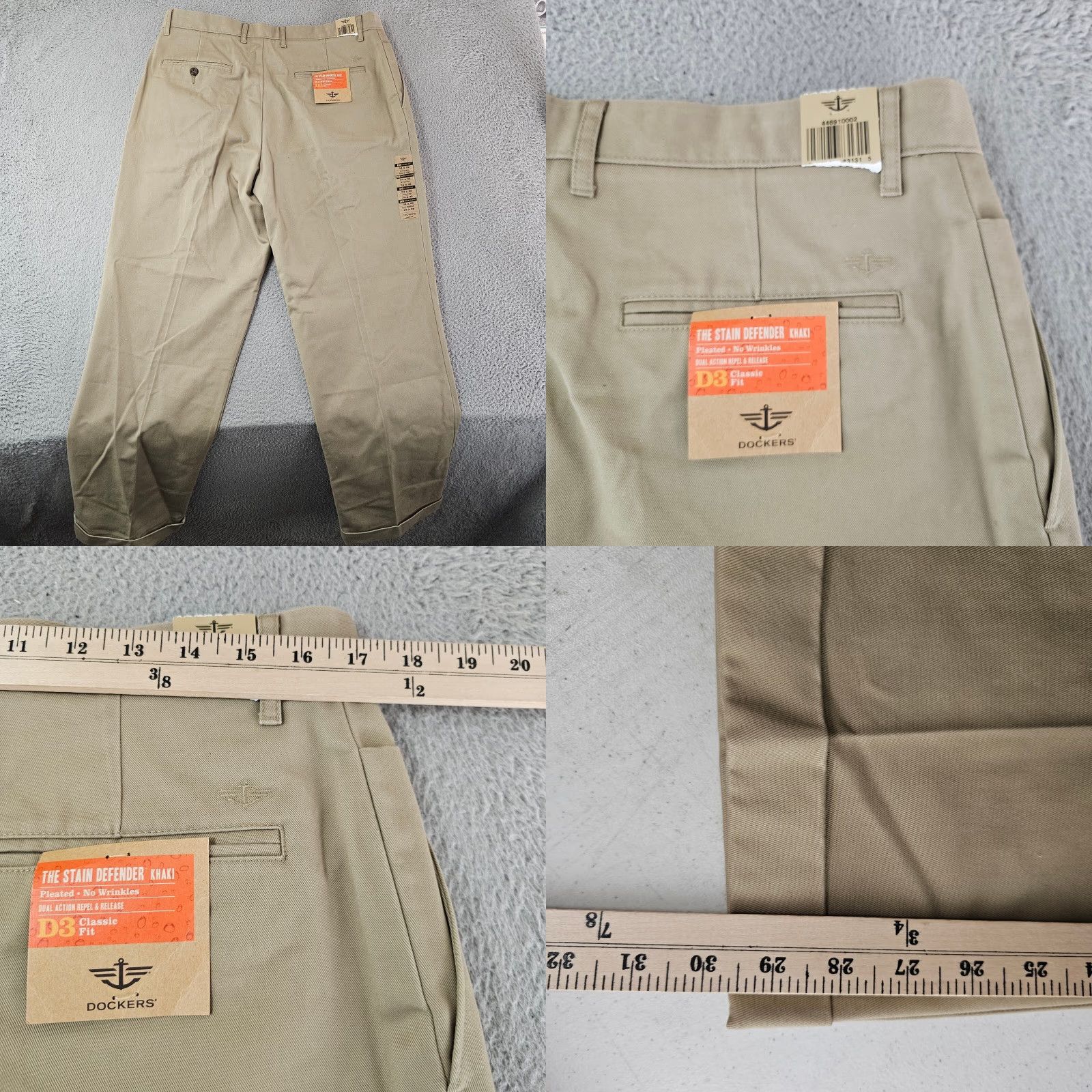 Dockers Dockers Signature Khaki Pants Mens 34x30 (Tag 34x32) Classic Fit D3 Pleated Brown Size US 34 / EU 50 - 8 Thumbnail