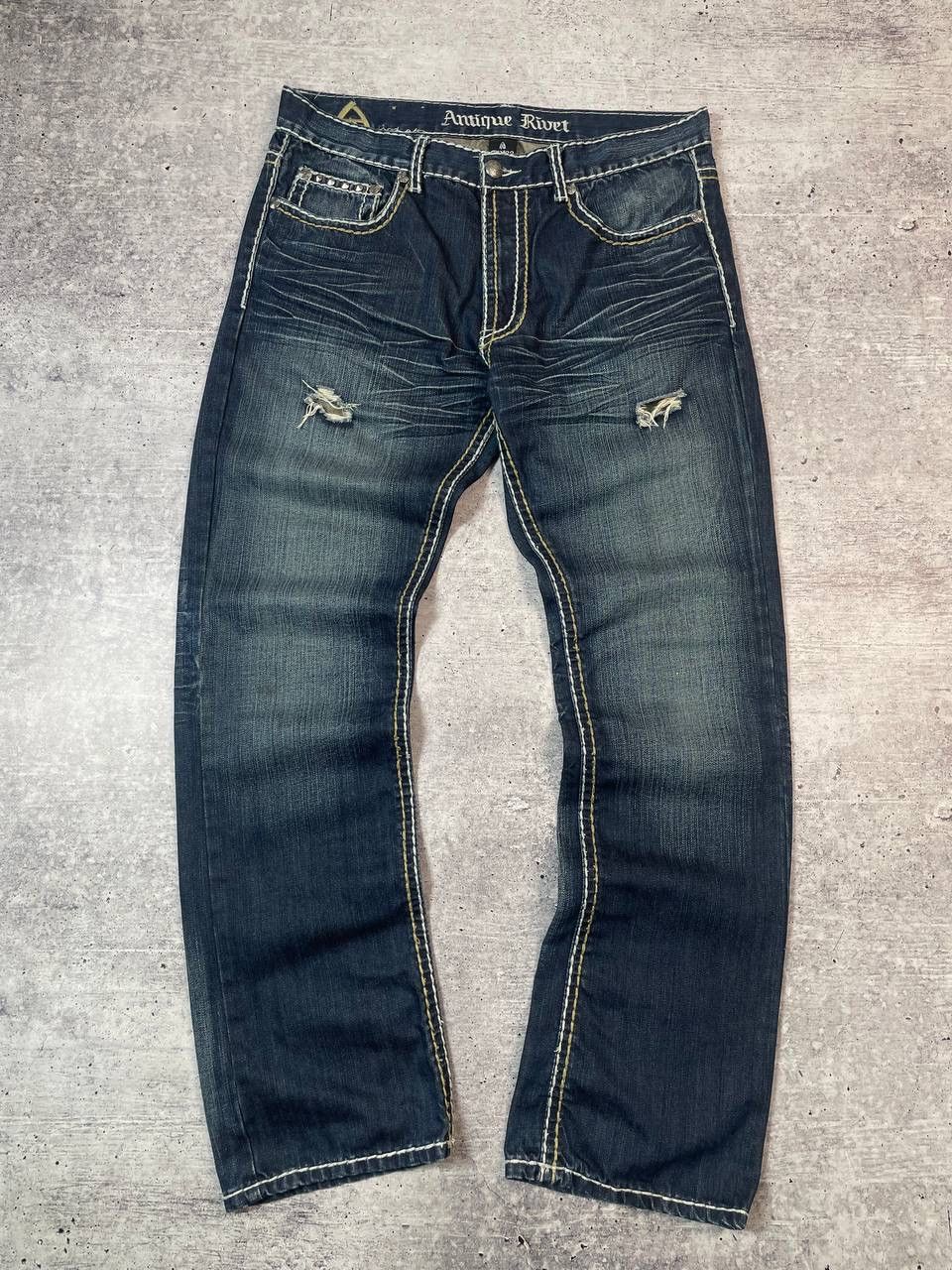 Antique Rivet Vintage 00s Antique Rivet Rock Revival Style Denim Jeans Y2K Size US 34 / EU 50 - 2 Thumbnail