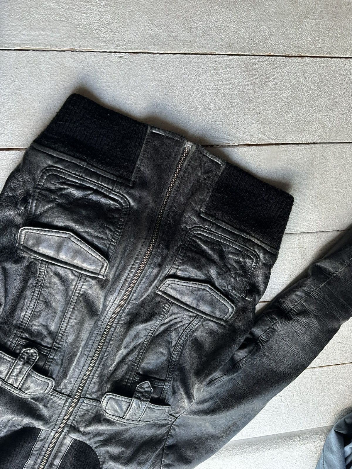 Other 🚨Y2K RICK OWENS TYPE DIRTY SLIM FIT ZIP LEATHER JACKET Size L / US 10 / IT 46 - 3 Thumbnail