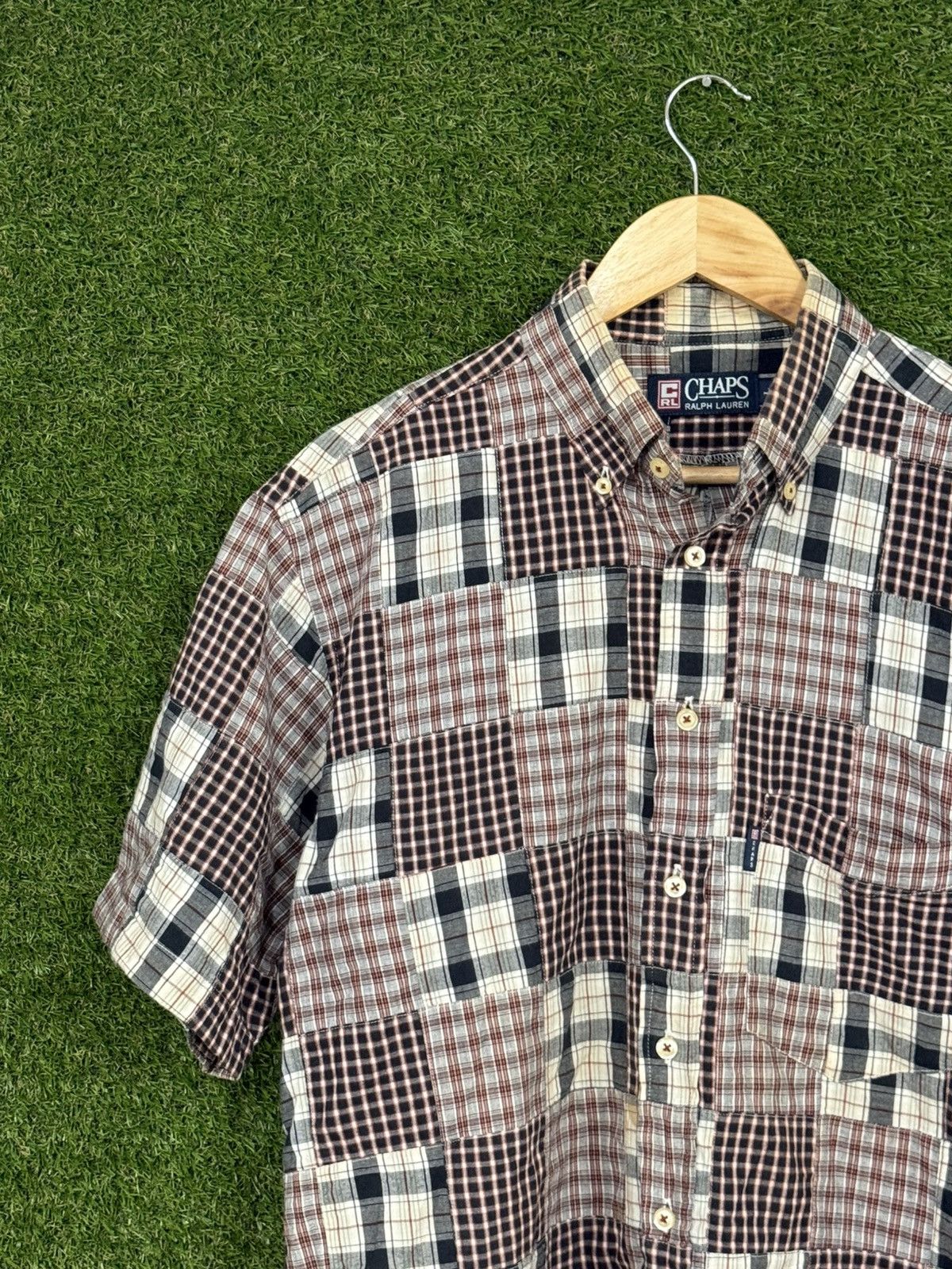 Chaps Ralph Lauren Vintage Chaps Ralph Lauren Patchwork Plaid Quilt Camp Shirt Size US L / EU 52-54 / 3 - 2 Thumbnail