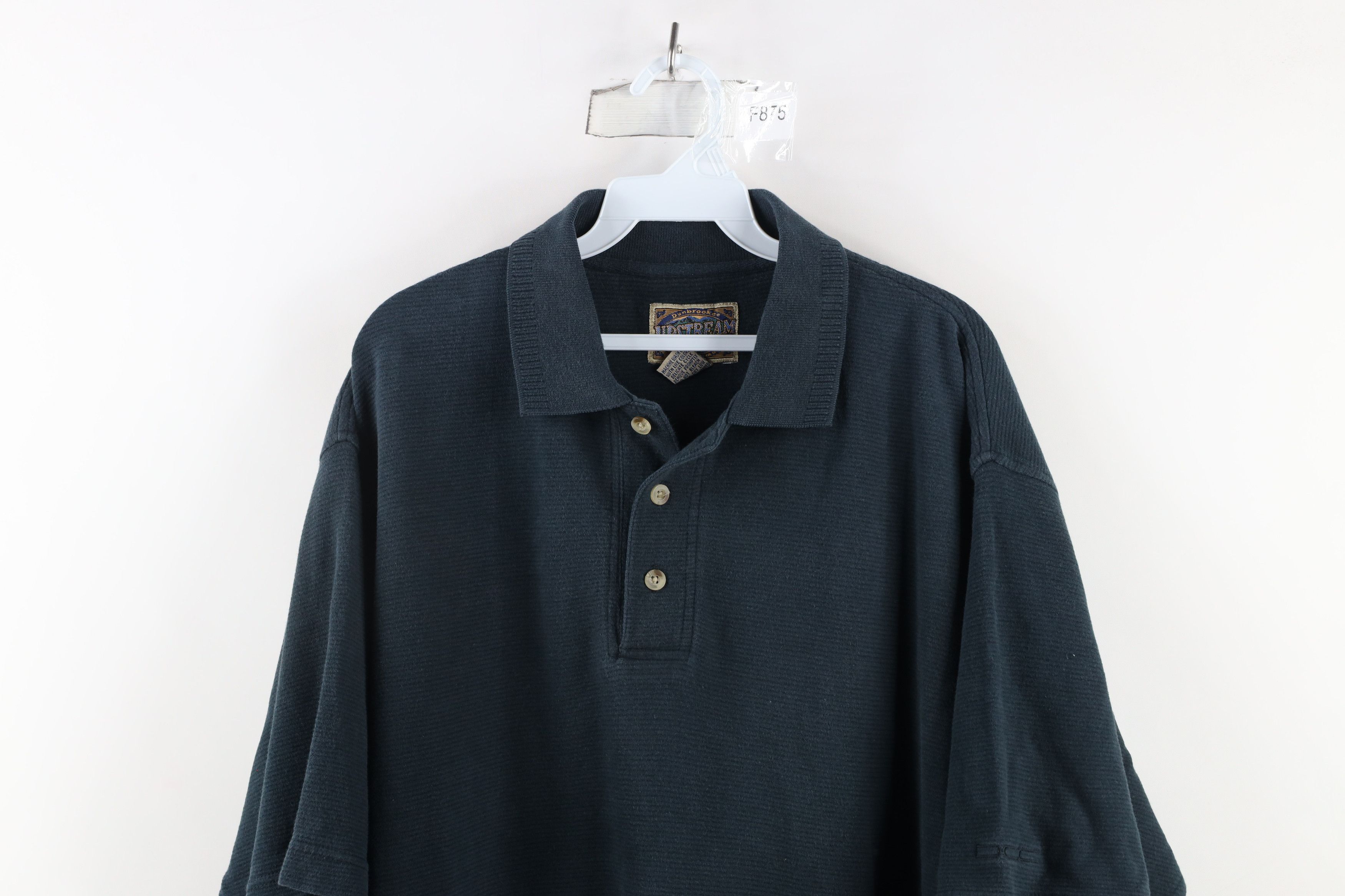 Vintage Vintage 90s Streetwear Baggy Fit Ribbed Knit Polo Black Size US L / EU 52-54 / 3 - 2 Thumbnail