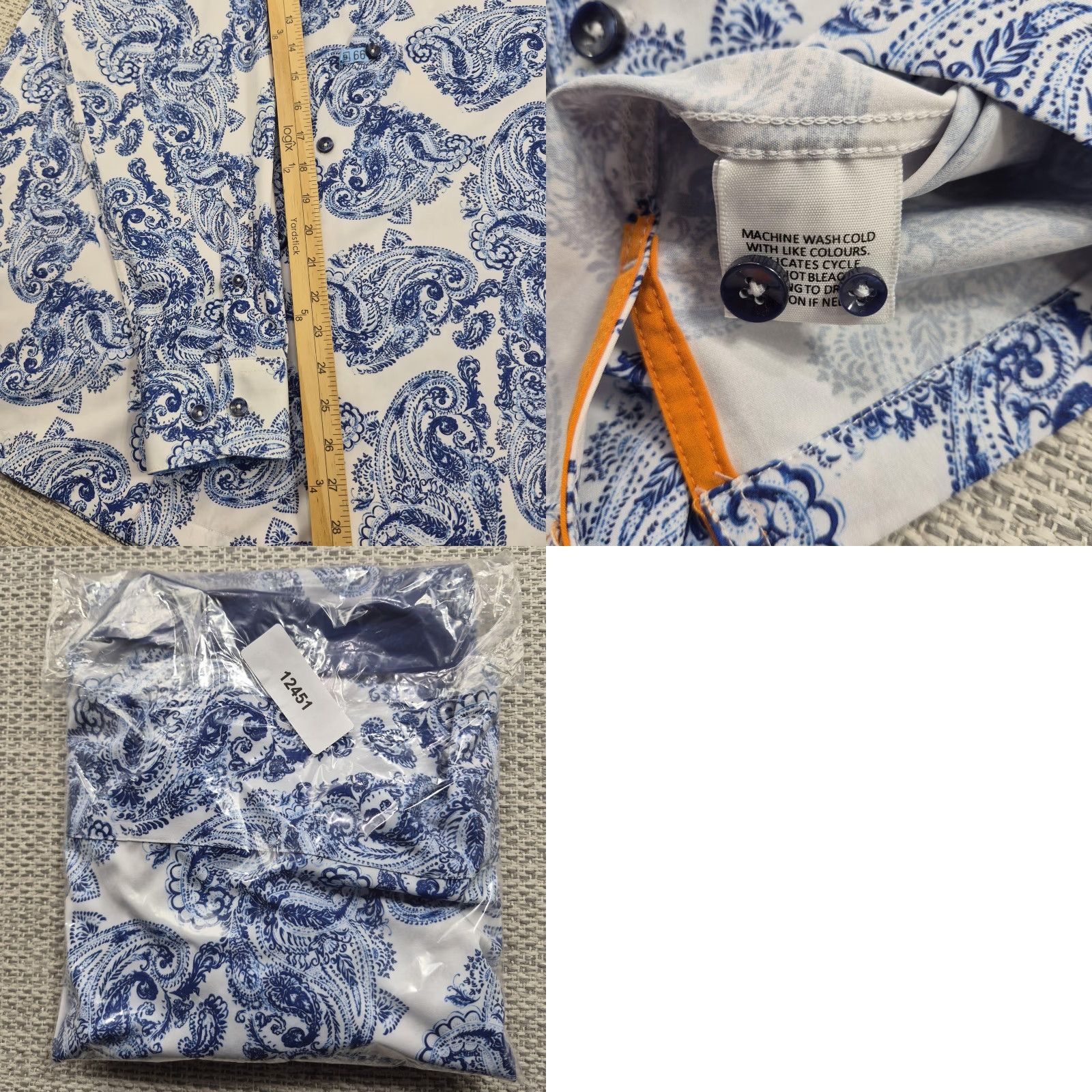 Tallia Tallia Sport Shirt Mens Large Button-Up Paisley Long Sleeve Stretch Casual Size US L / EU 52-54 / 3 - 9 Thumbnail