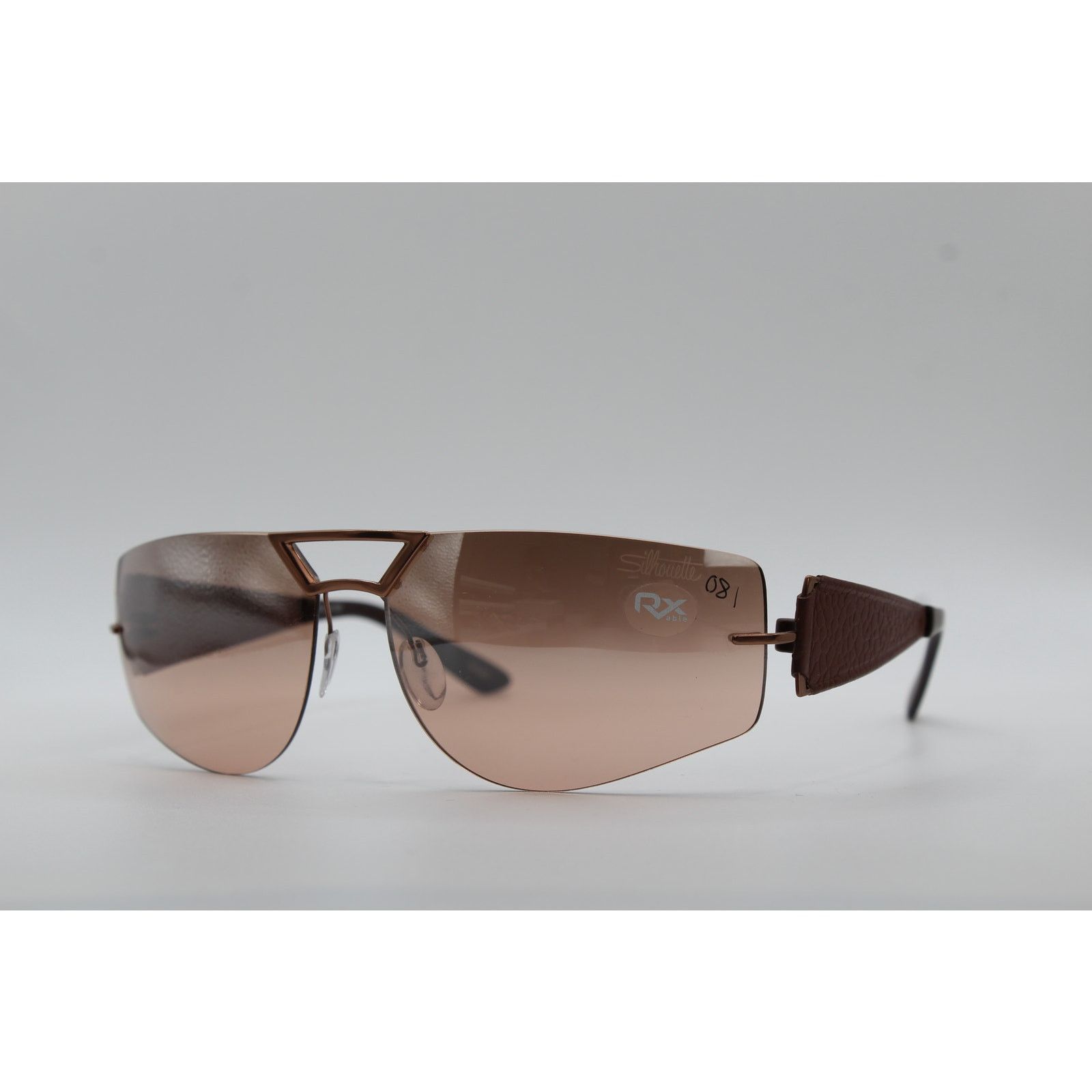 Silhouette Silhouette 8128 Brown Leather Temple Sunglasses Size ONE SIZE - 1 Thumbnail