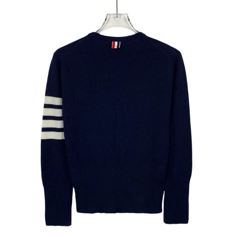 Thom Browne Thom Browne Dark blue classic four-bar round-neck cashmere Size US S / EU 44-46 / 1 - 2 Thumbnail