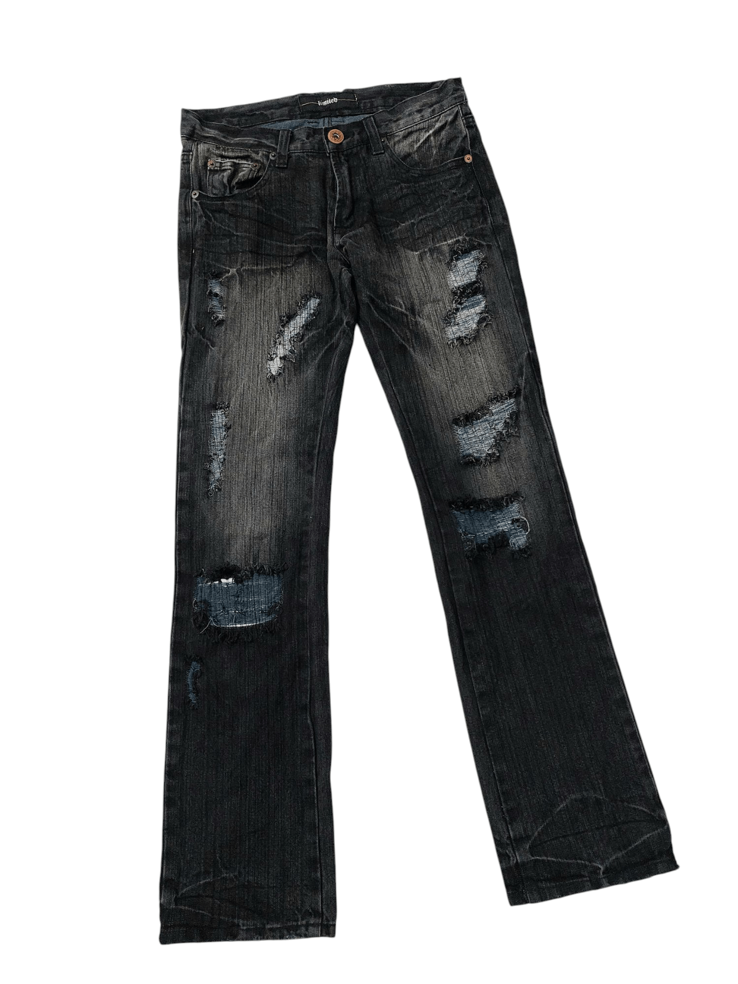 Grudged Limited Ripped Stitch Flare Denim