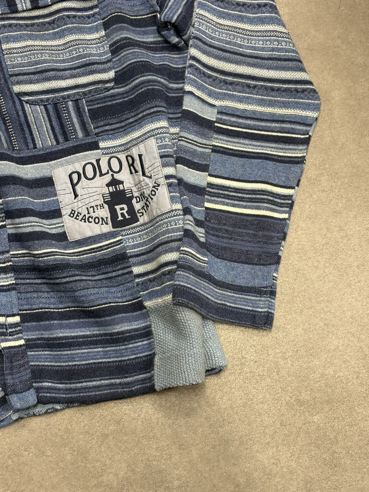 Polo Ralph Lauren Blue Patchwork Workwear Cardigan Ralph Lauren XXL Size US XXL / EU 58 / 5 - 3 Thumbnail