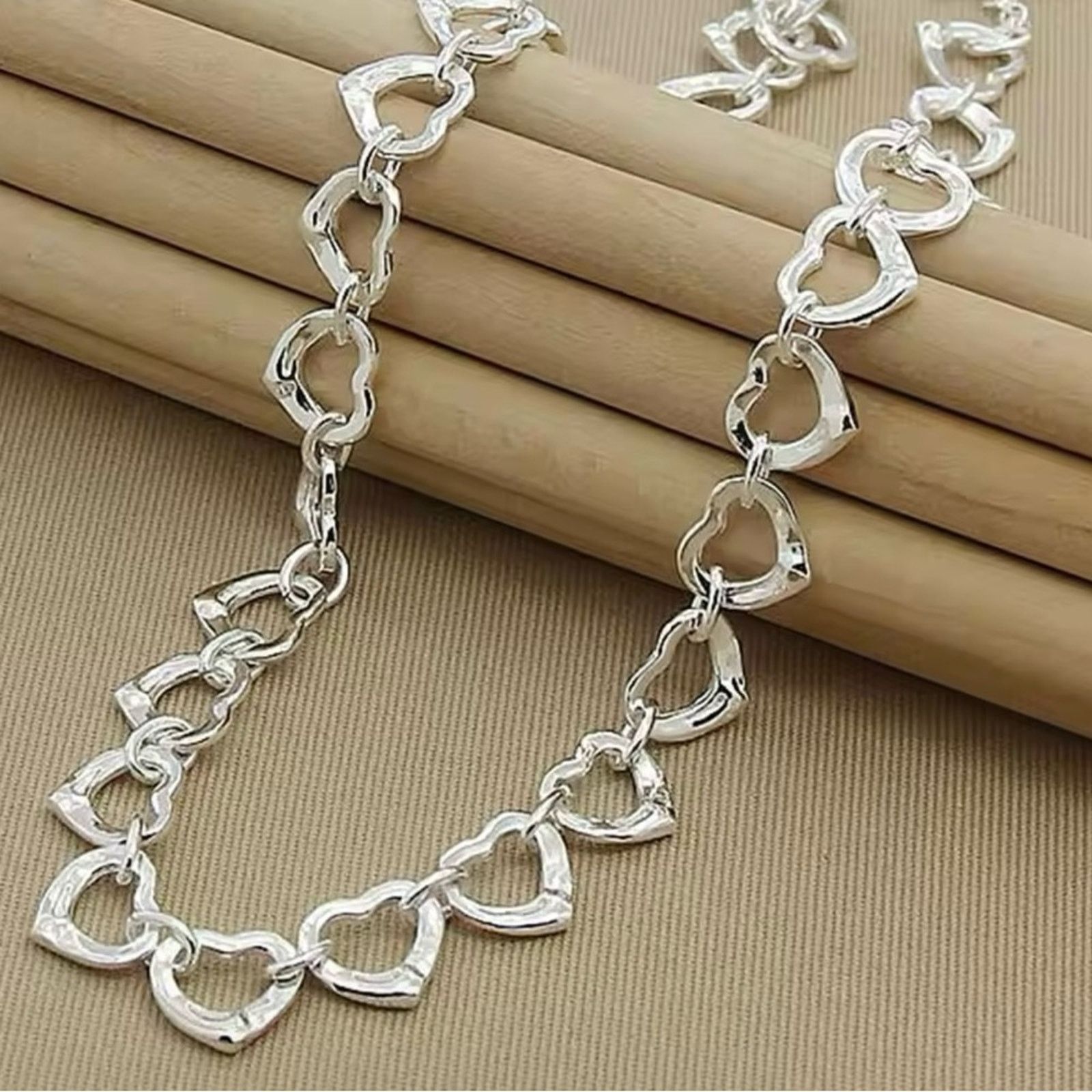 Other Sterling Silver Plated Heart Charm Silver Necklace Size ONE SIZE - 4 Thumbnail