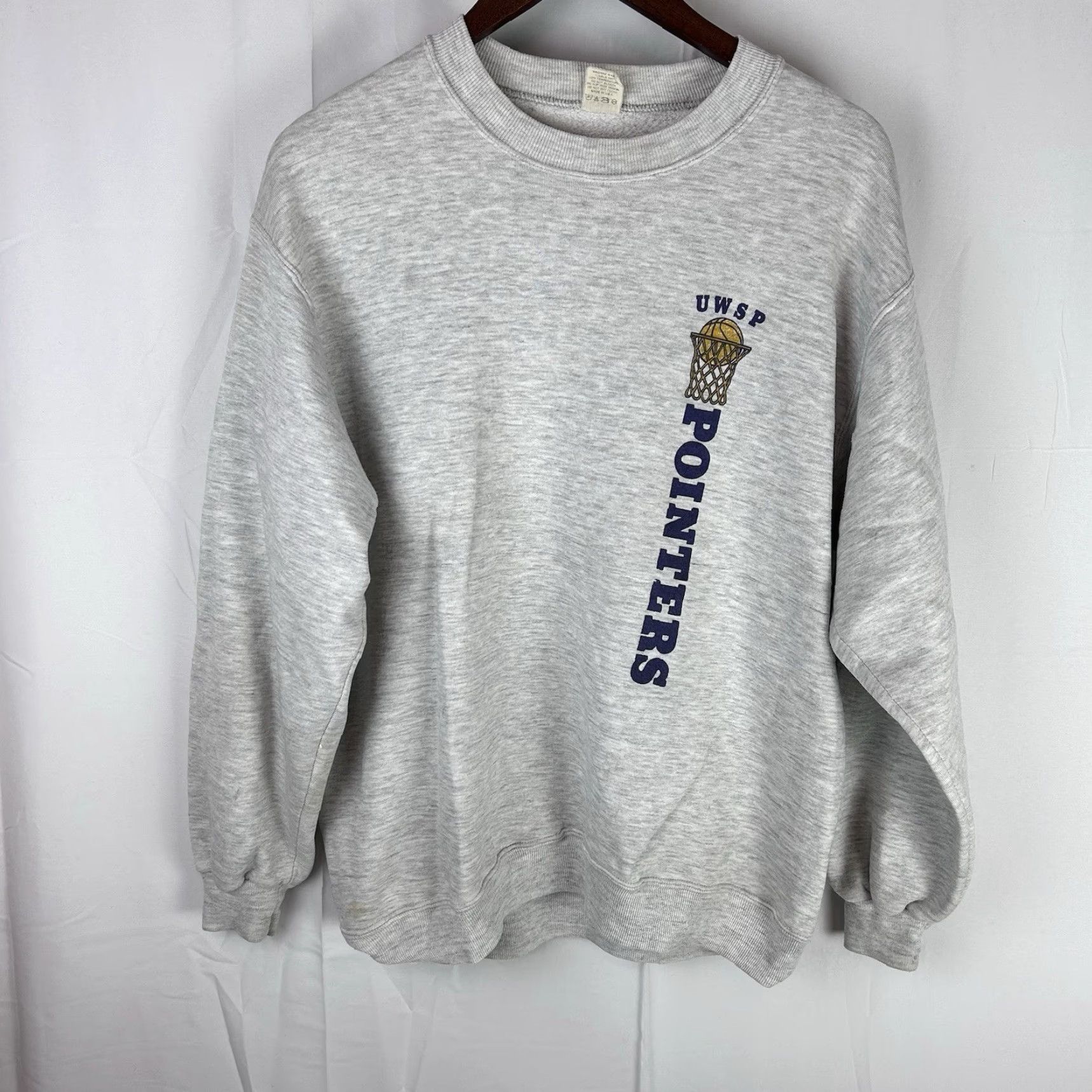 Velva Sheen VINTAGE UWSP Pointers USNA Annapolis Sweater XL Adult Gray Made USA Double Sided 70s 80s Mens Size US XL / EU 56 / 4 - 2 Thumbnail