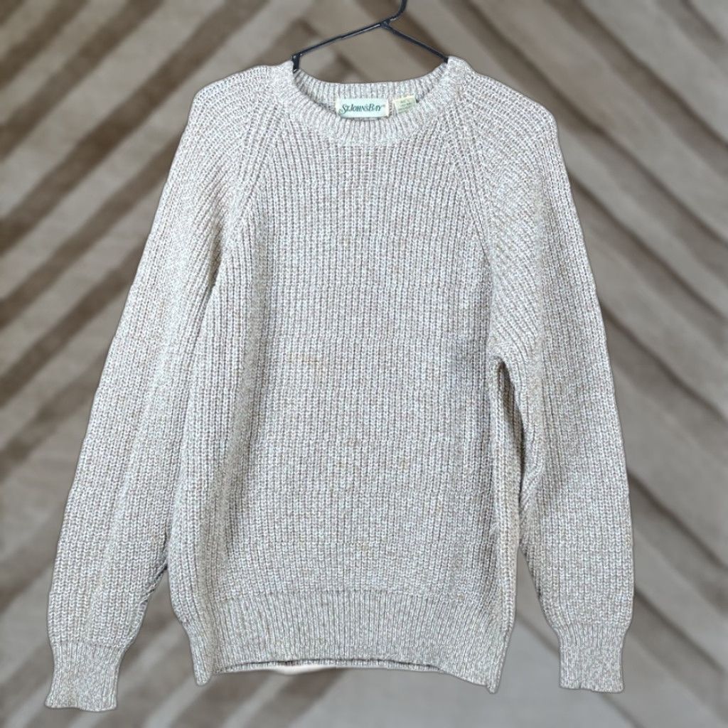 Vintage St. John's Bay Mens Sweater Tan Crew Neck Knit Long Sleeve Pullover Large Size US L / EU 52-54 / 3 - 1 Thumbnail