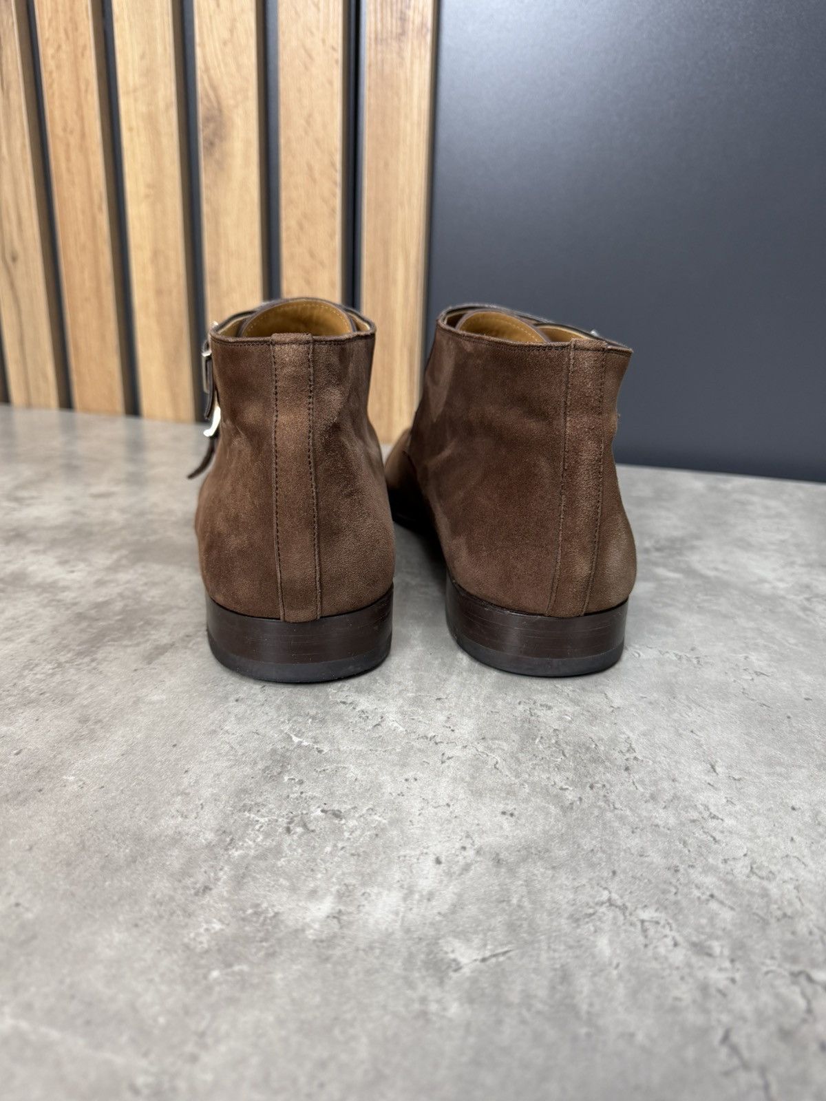 Magnanni Magnanni Double Monk Strap Ankle Boots Brown Suede Leather Size US 13 / EU 46 - 4 Thumbnail