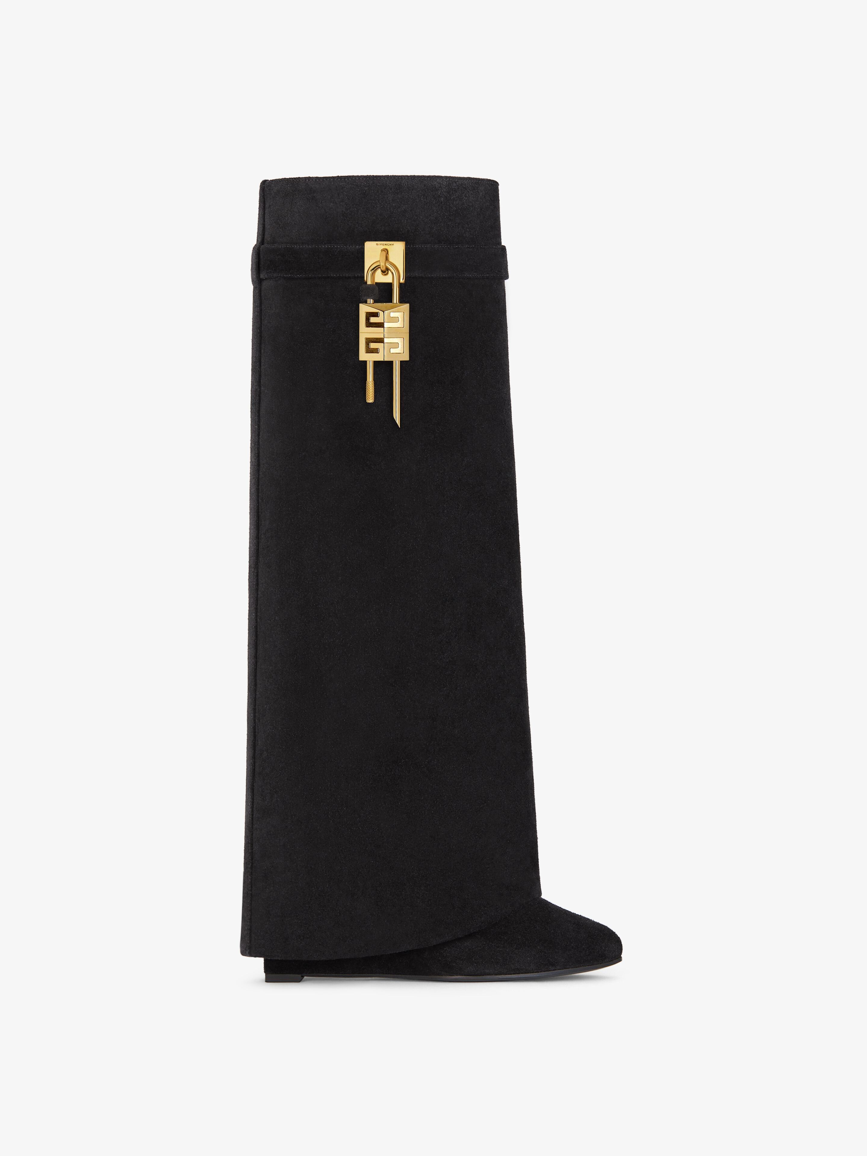 Givenchy o1srvl11e0525 Shark Lock Boots In Suede in Black Size US 11 / IT 41 - 1 Thumbnail
