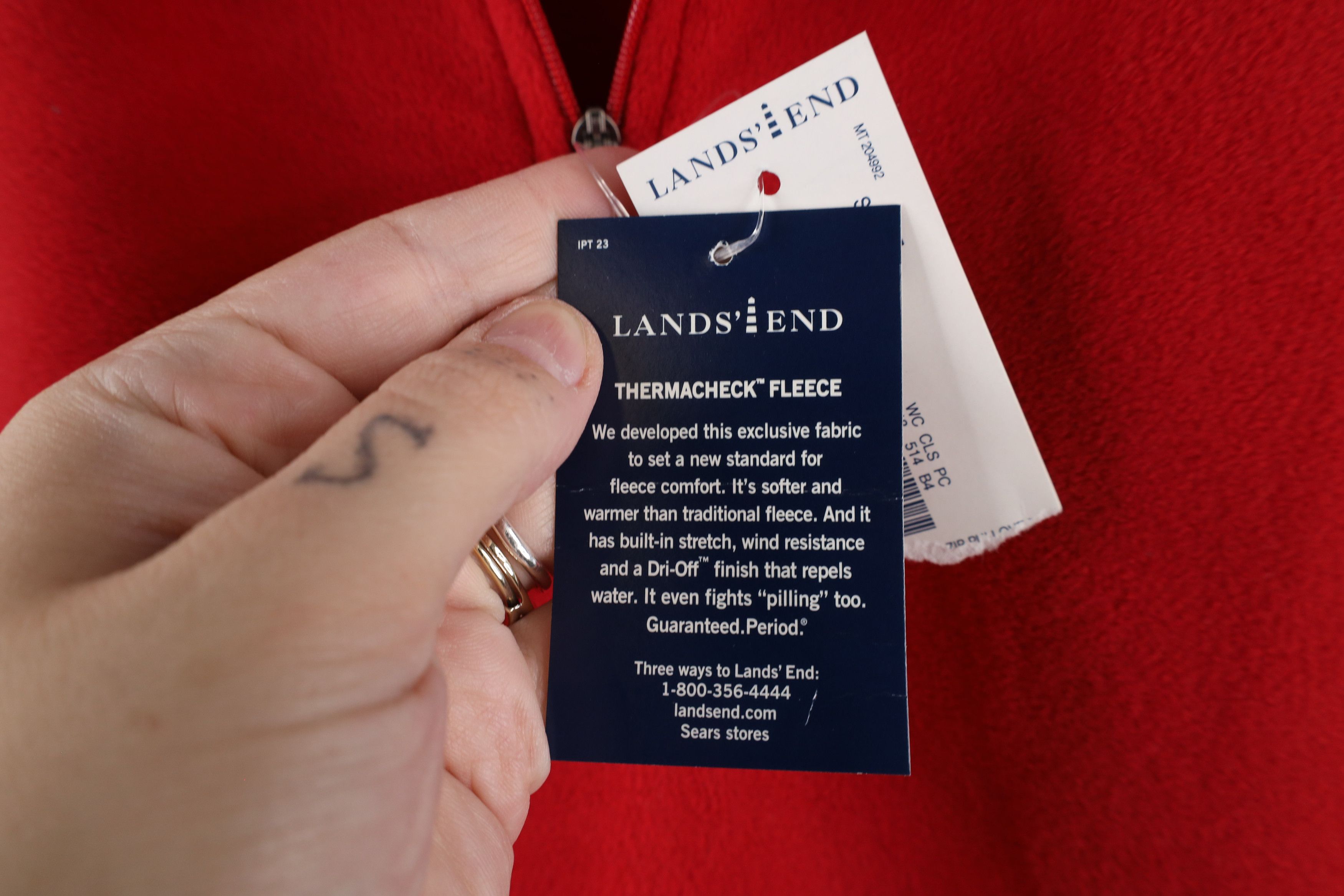 Lands' End × Vintage New Lands End Half Zip Fleece Pullover Sweater Red Polyester Size US L / EU 52-54 / 3 - 5 Thumbnail