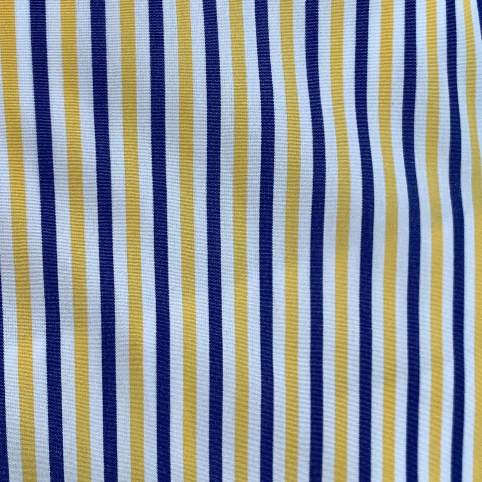 Turnbull & Asser White Navy Yellow Stripe Cotton French Cuff Long Sleeve Size US L / EU 52-54 / 3 - 2 Thumbnail