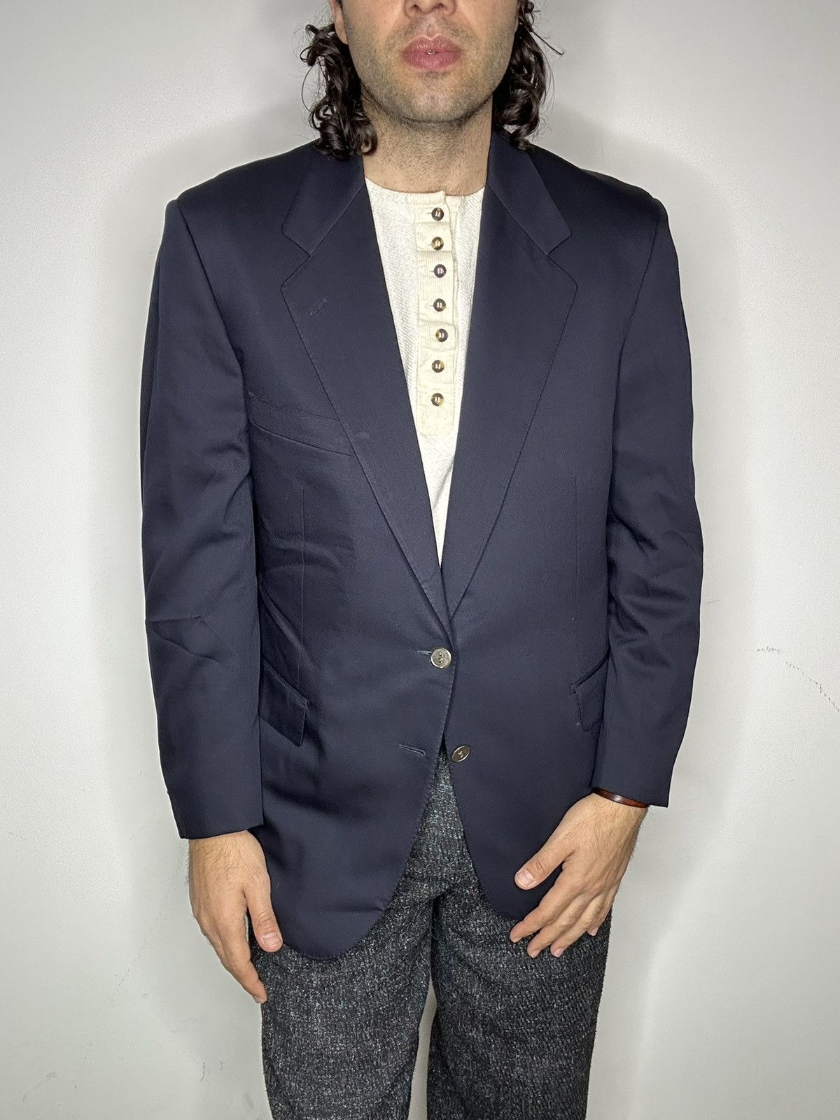 Yves Saint Laurent Yves Saint Laurent Metal Buttons Blue Blazer Size 42R - 6 Thumbnail