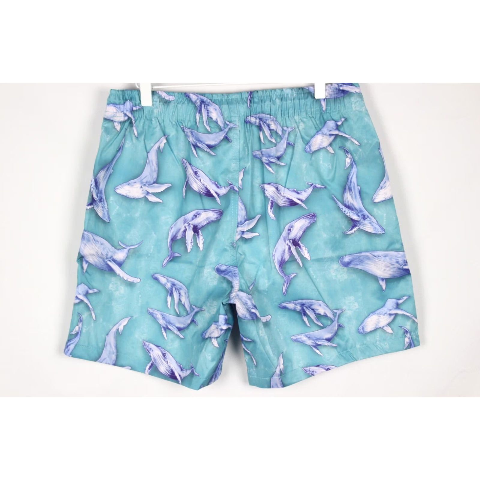 Vintage Psycho Tuna Men's 17" Swim Trunks Blue Large Stretch Whale Humpback Pattern Trunks Bottoms Swimsuit Lifeguard Recreational 100% Polyester Size US 33 - 2 Thumbnail