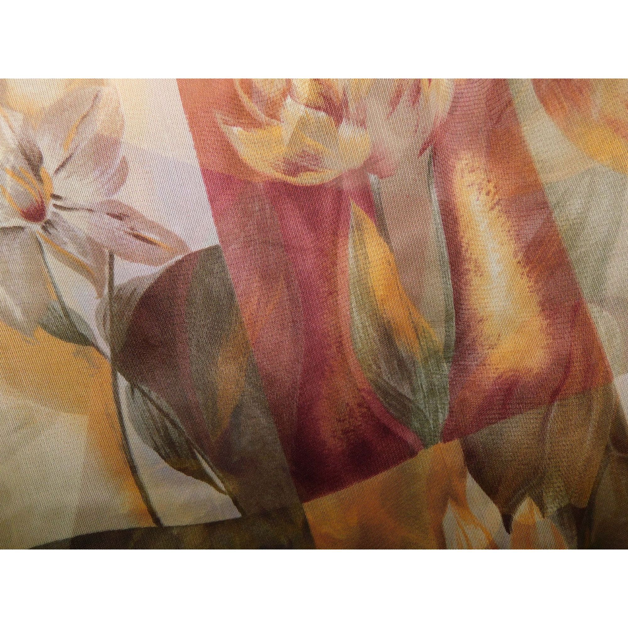 Other Sheer Floral Color Block Lightweight Scarf Size ONE SIZE - 3 Thumbnail