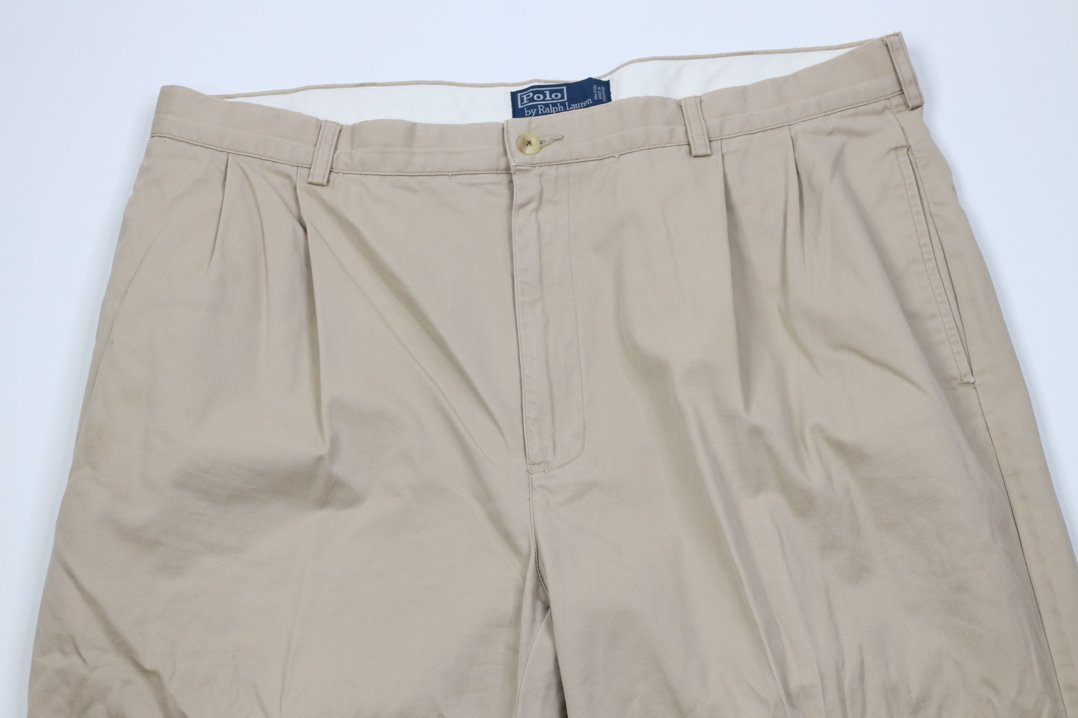 Polo Ralph Lauren Vintage 90s Ralph Lauren Wide Leg Chino Pants Beige Cotton Size US 38 / EU 54 - 2 Thumbnail