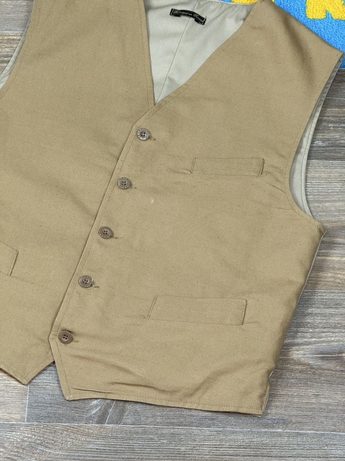 Le Laboureur × Vintage Vintage Le Laboureur Cotton Linen Button Up Work Belted Vest Size US L / EU 52-54 / 3 - 5 Thumbnail