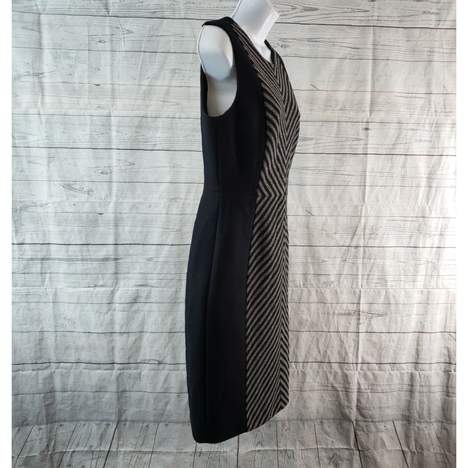 J.Crew J Crew Dress Womens Sz 4 Black Gray Stripe Sleeveless Wool Blend Size S / US 4 / IT 40 - 3 Thumbnail