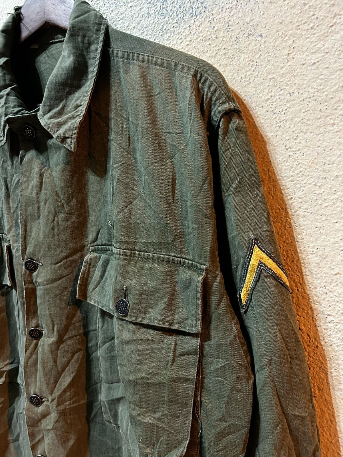 Vintage Vintage 40’s WW2 US ARMY HBT 13 STARS MILITARY SHIRT Size US L / EU 52-54 / 3 - 4 Thumbnail