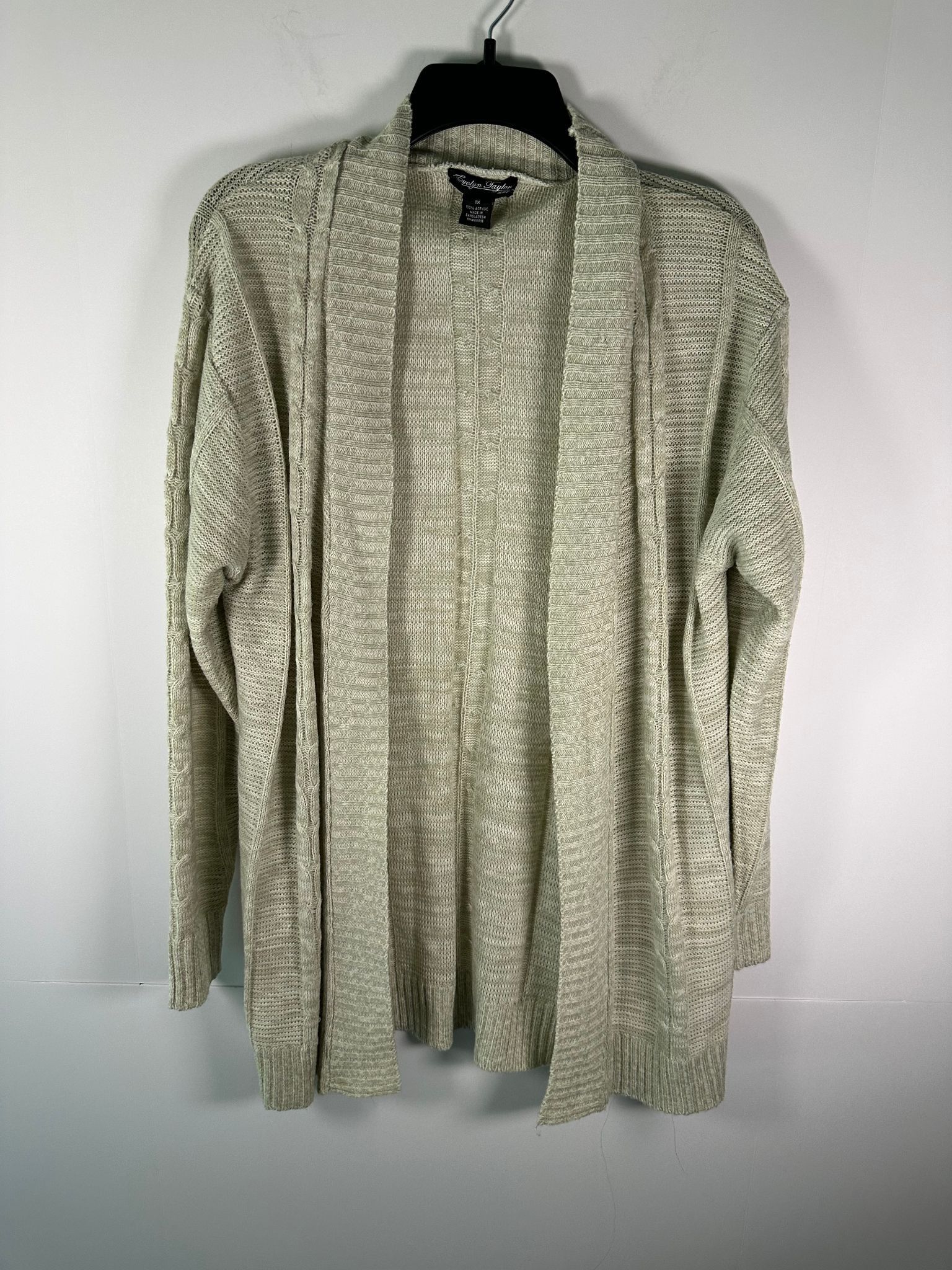 Other Evelyn Taylor Cardigan Womens 1X Open Front Cable Knit Long Size XL / US 12-14 / IT 48-50 - 1 Thumbnail