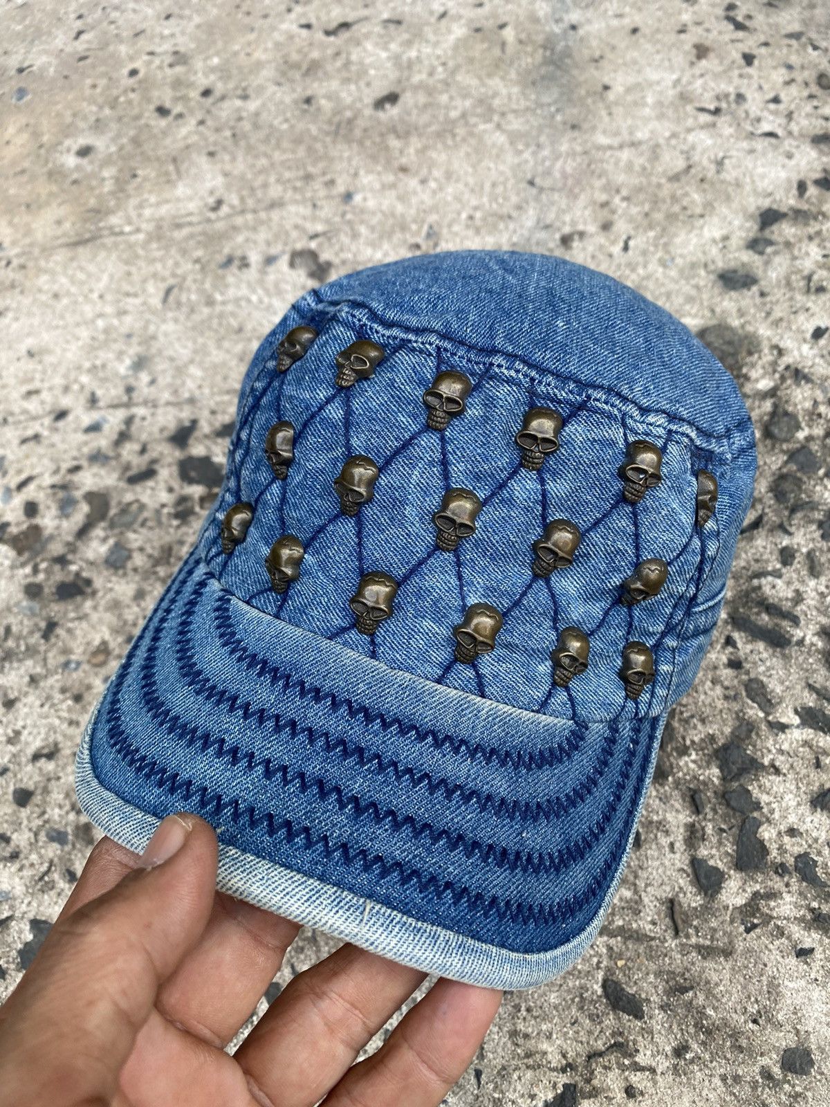 Beauty Beast × Japanese Brand × Le Grande Bleu (L.G.B.) Vintage Y2k J.cap&co Denim Skull Hats Size ONE SIZE - 1 Thumbnail