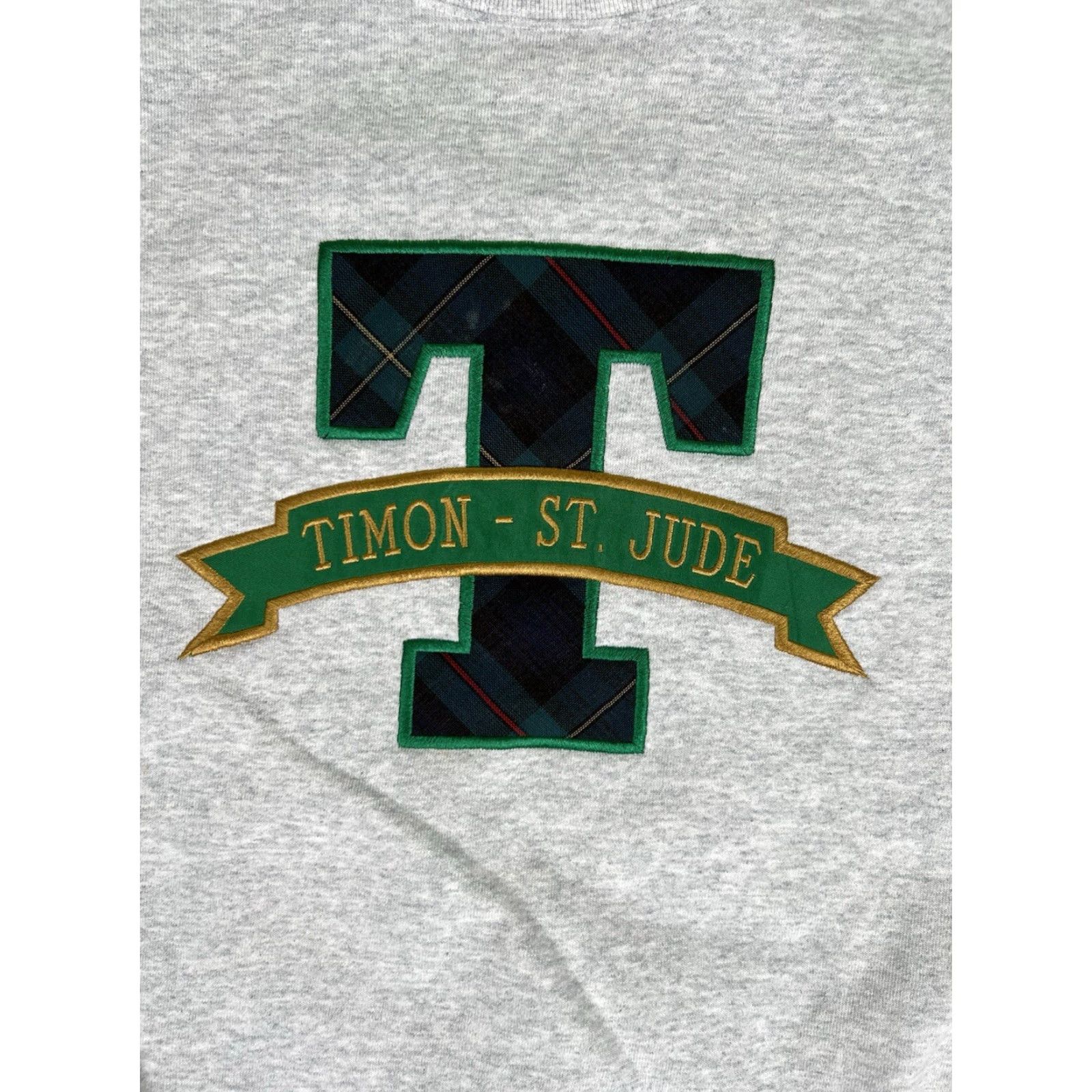 Fruit Of The Loom VINTAGE Bishop Timon St Jude High School Sweatshirt XL Gray Cotton Blend Embroidered 90s School Men Sweatshirt Size US XL / EU 56 / 4 - 2 Thumbnail