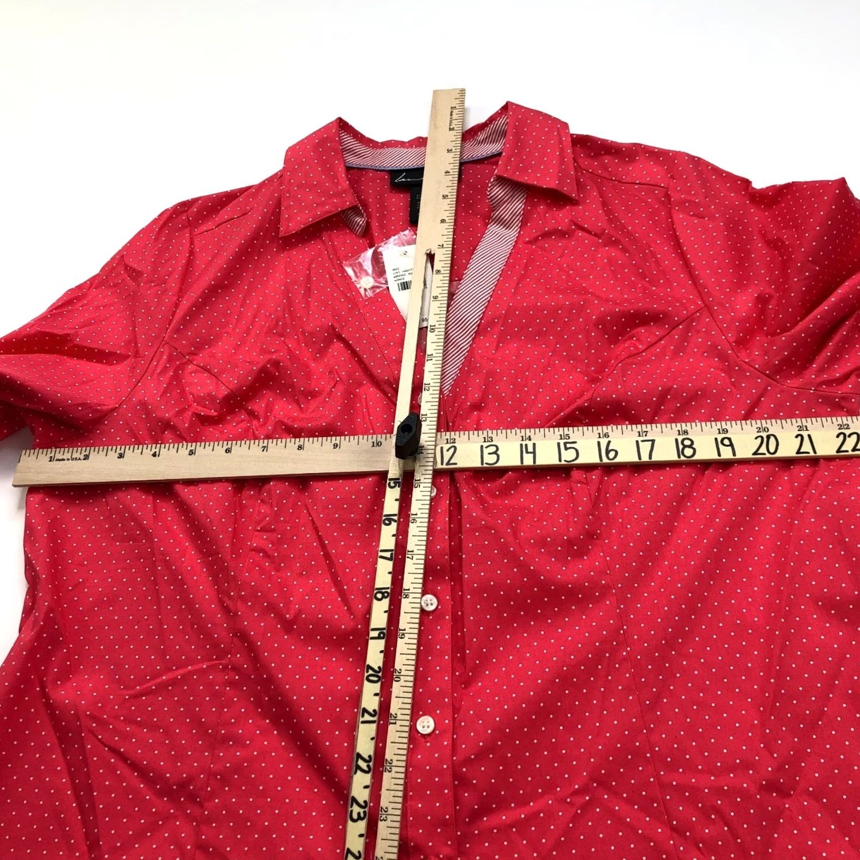 Vintage Lane Bryant Shirt Polka Dot Button-Up Plus 18 Pink Red Collared Long Sleeve Women’s Casual Vintage? No. Size XXL / US 16-18 / IT 52-54 - 4 Thumbnail